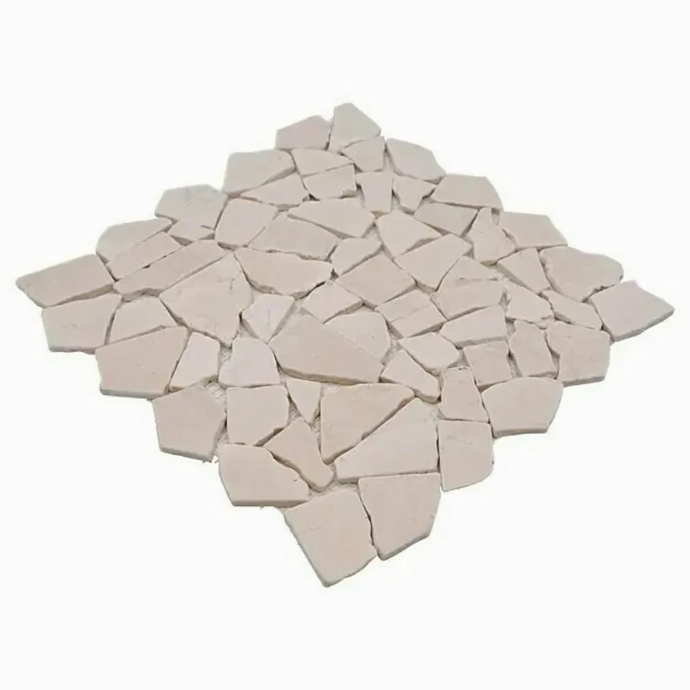 Piastrelle a mosaico in marmo naturale, colore bianco frantumato, MOS44-0104_f
