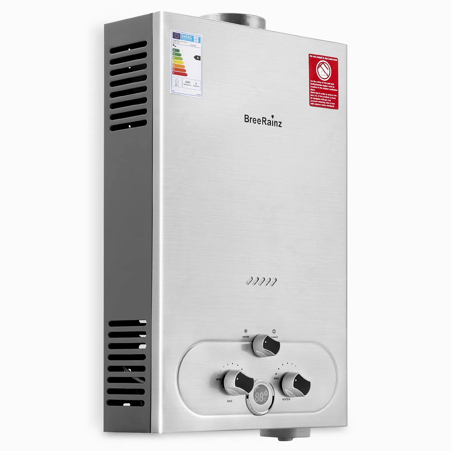 20LPM Scaldabagno Gas, 40KW Scaldabagno a Gas GPL con Pressione dell'Acqua Super Bassa di 0,1 bar Disponibile per Doccia e su Richiesta, Funzionamento a Propano Butano
