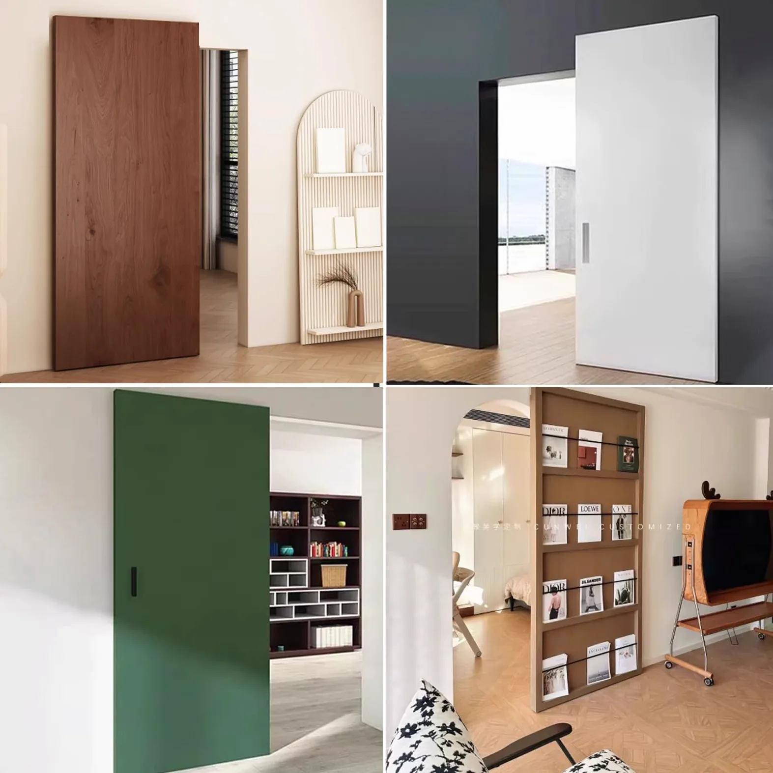 Schiebetür Schiene Ferramenta e Binario per Porta Scorrevole a Scomparsa, Binario Invisibile a Parete per Porta Scorrevole, Porta Fantasma Senza Binario a Pavimento con Meccanismo(150cm/59.1in)