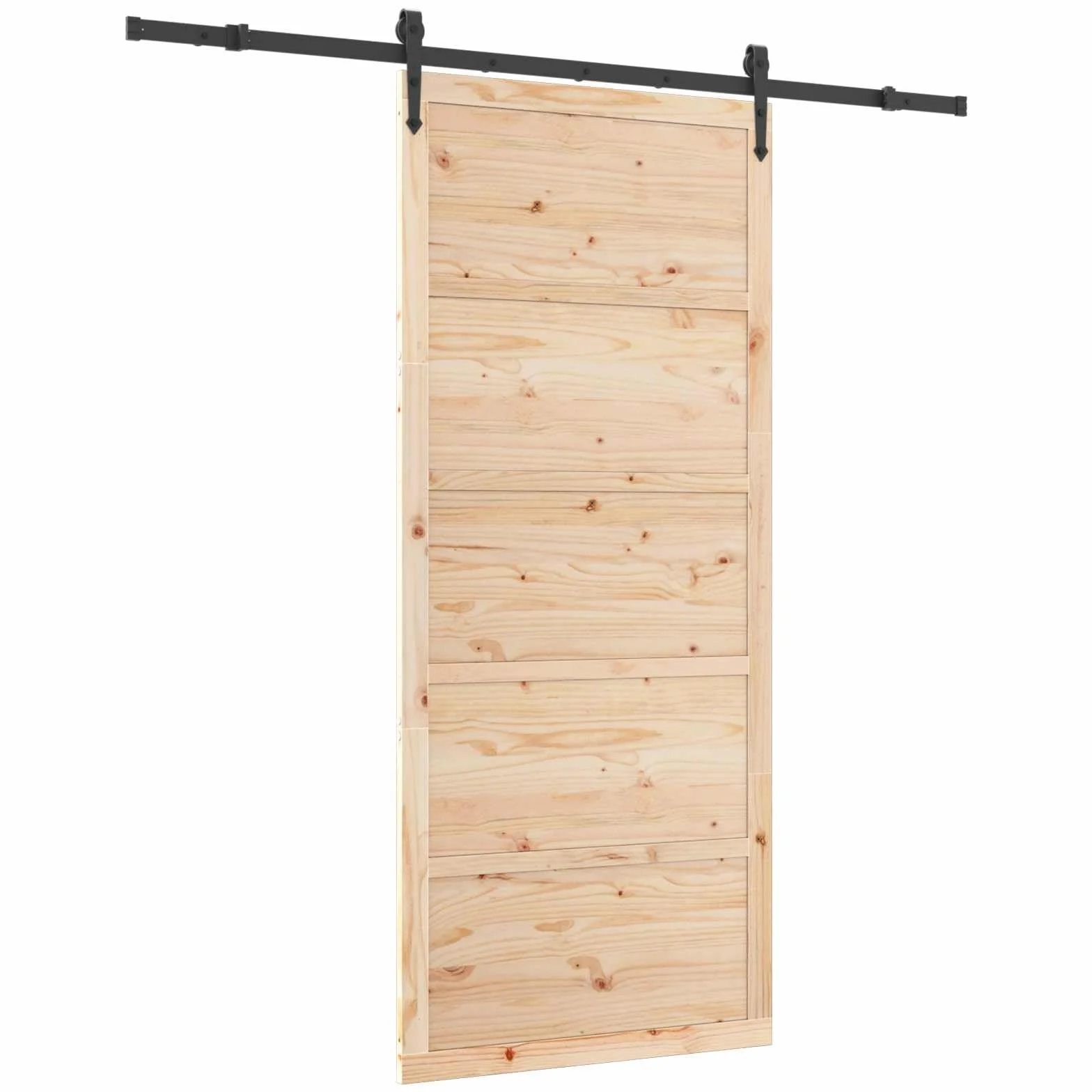 vidaXL Porta scorrevole Naturale 90 x 208 cm Legno Massello di Pino, Soggiorno, Porta Scorrevole Moderna, Divider in Legno, Binario Regolabile, Ingresso in Pino Salvaspazio