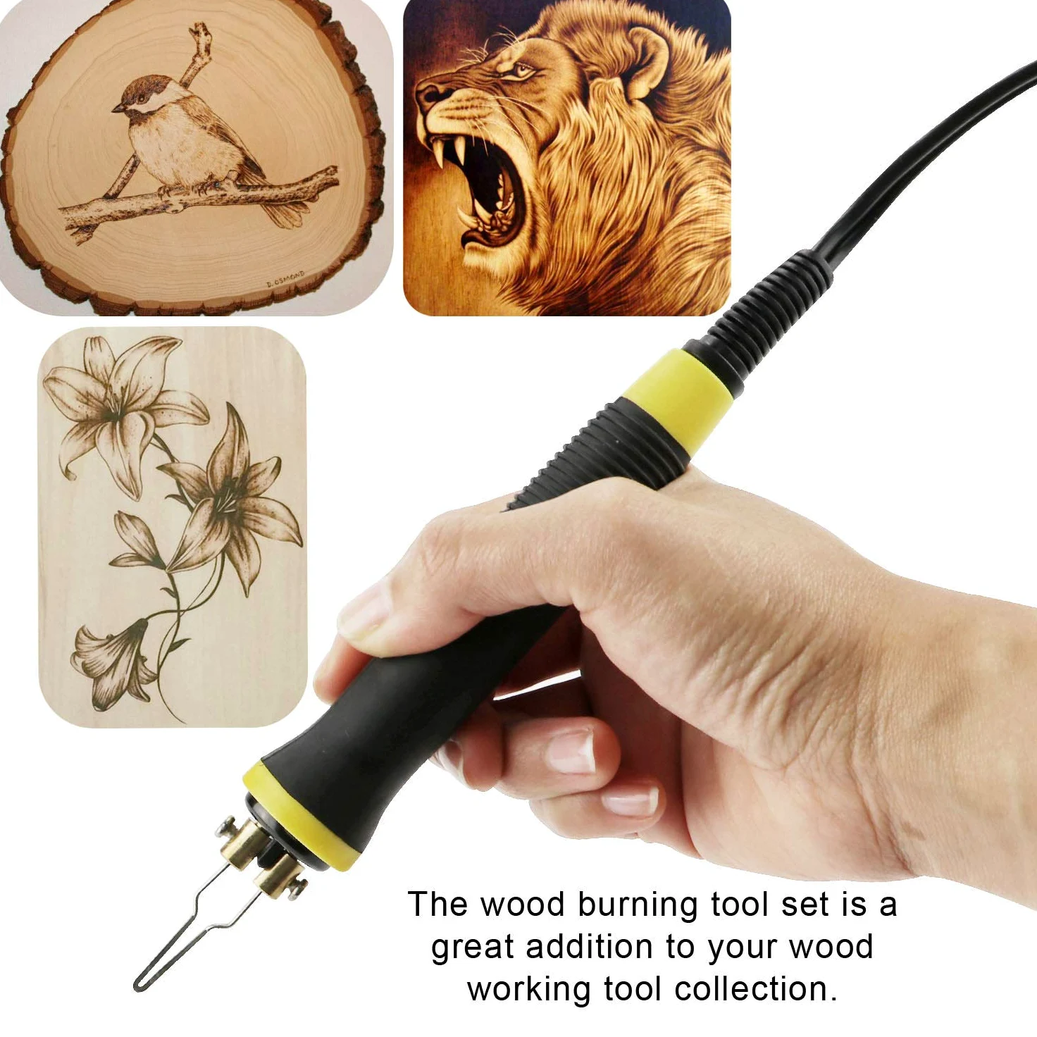 Kit Pirografia Pirografo Legno, Macchina per Pirografia Professionale con Doppia Penne & 23 Pezzi Punte per Legno, Cuoio e Sughero (100W, Regolazione Temperatura100℃ - 780 ℃)