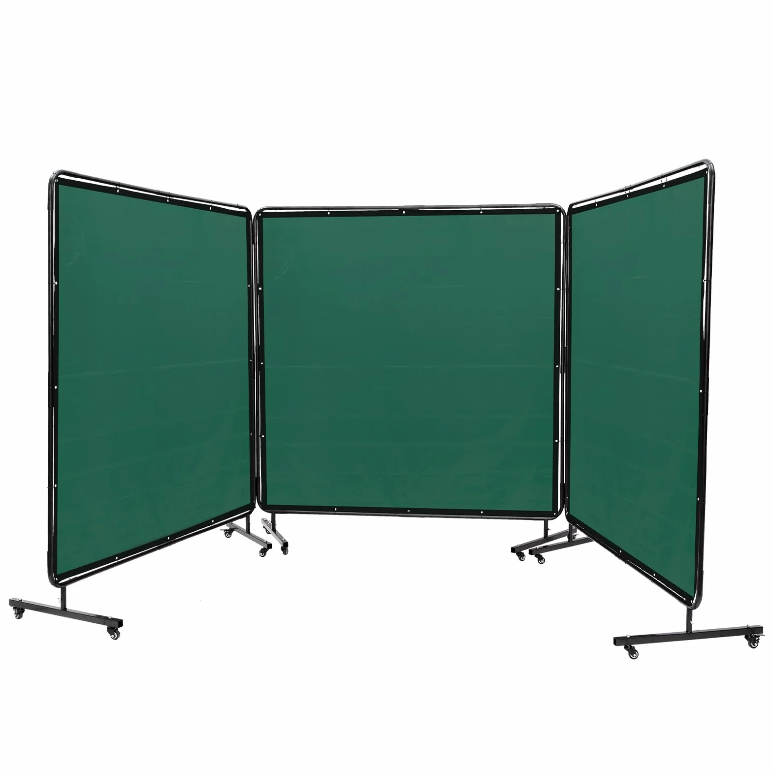 VEVOR Schermo per Saldatura con Telaio, Schermi per Tende per Saldatura a 3 Pannelli da 6' x 6', Schermo di Protezione per Saldatura in Vinile Ignifugo su 12 Ruote Girevoli (6 bloccabili)