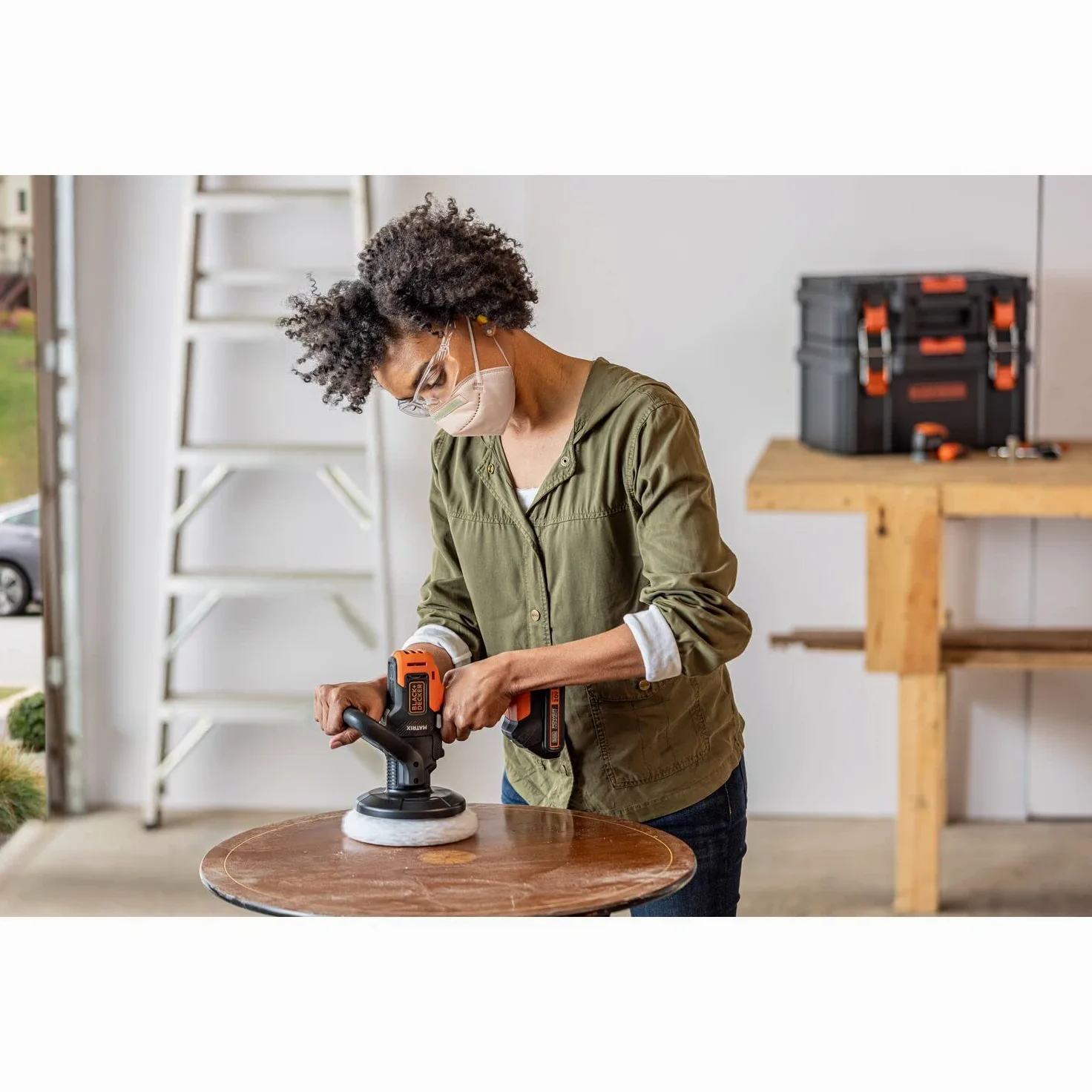 BLACK+DECKER Matrix Kit tampone 20 V MAX per auto, pavimenti e mobili, 3500 giri/min, batteria e caricabatterie inclusi, arancione (BCBMT120C1FF)