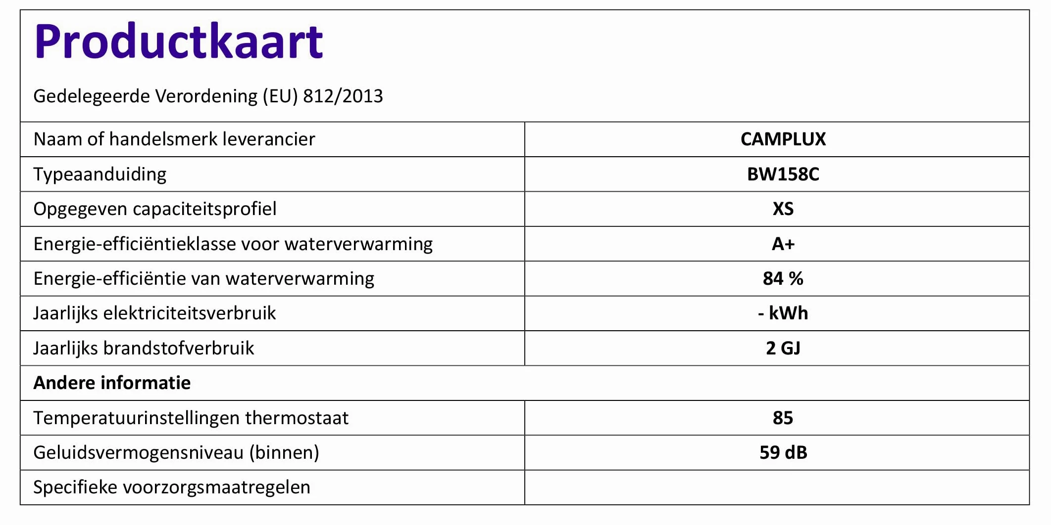 CAMPLUX BW158C Scaldacqua a Gas Tankless, 6 Litri, 12kW, Butano (28-30 mbar) / Propano (37 mbar), per Doccia da Campeggio