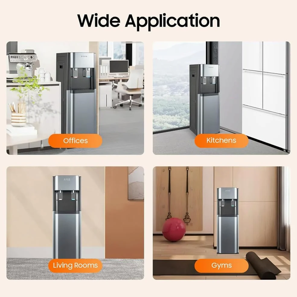 Distributore Acqua Fredda Erogatore Acqua con 2 Impostazioni di Temperatura Freddo/Caldo per Casa Ufficio Dormitorio,Dark Gray,33cm*30cm*90cm