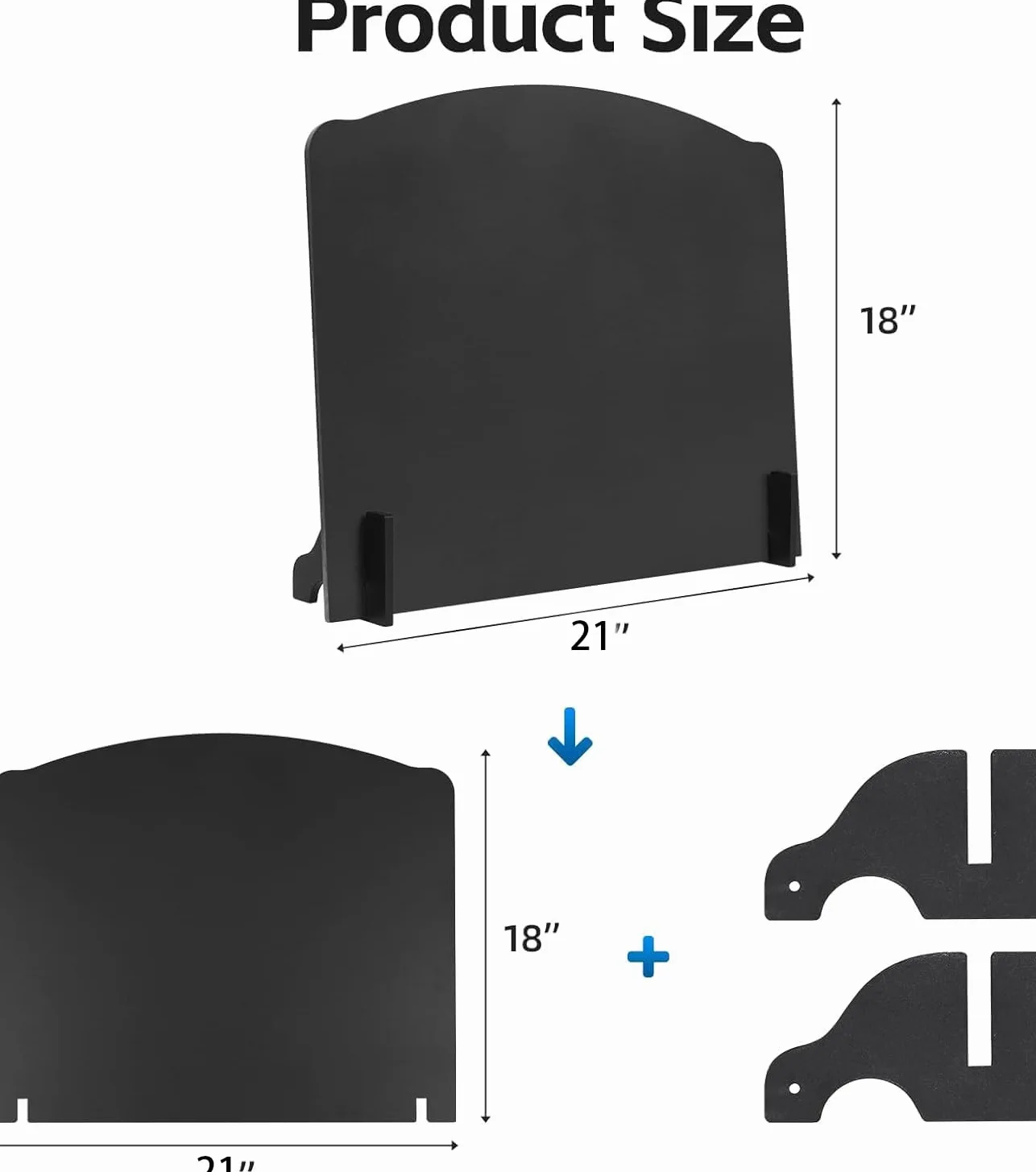 Fireback in ferro con piedini, 55,9 cm piastre posteriori per camino, riflettore di calore, nero, stile moderno