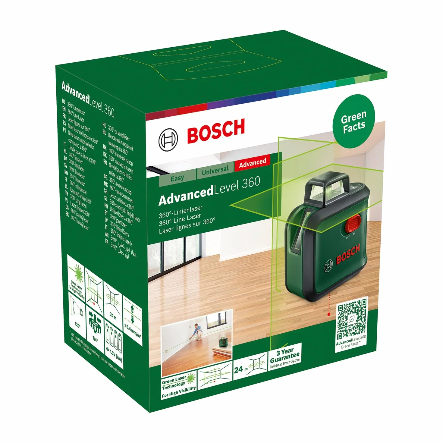 Bosch livella laser multifunzione AdvancedLevel 360 (3 linee laser incl. 360° per allineamento dell'intera stanza, in cartone)