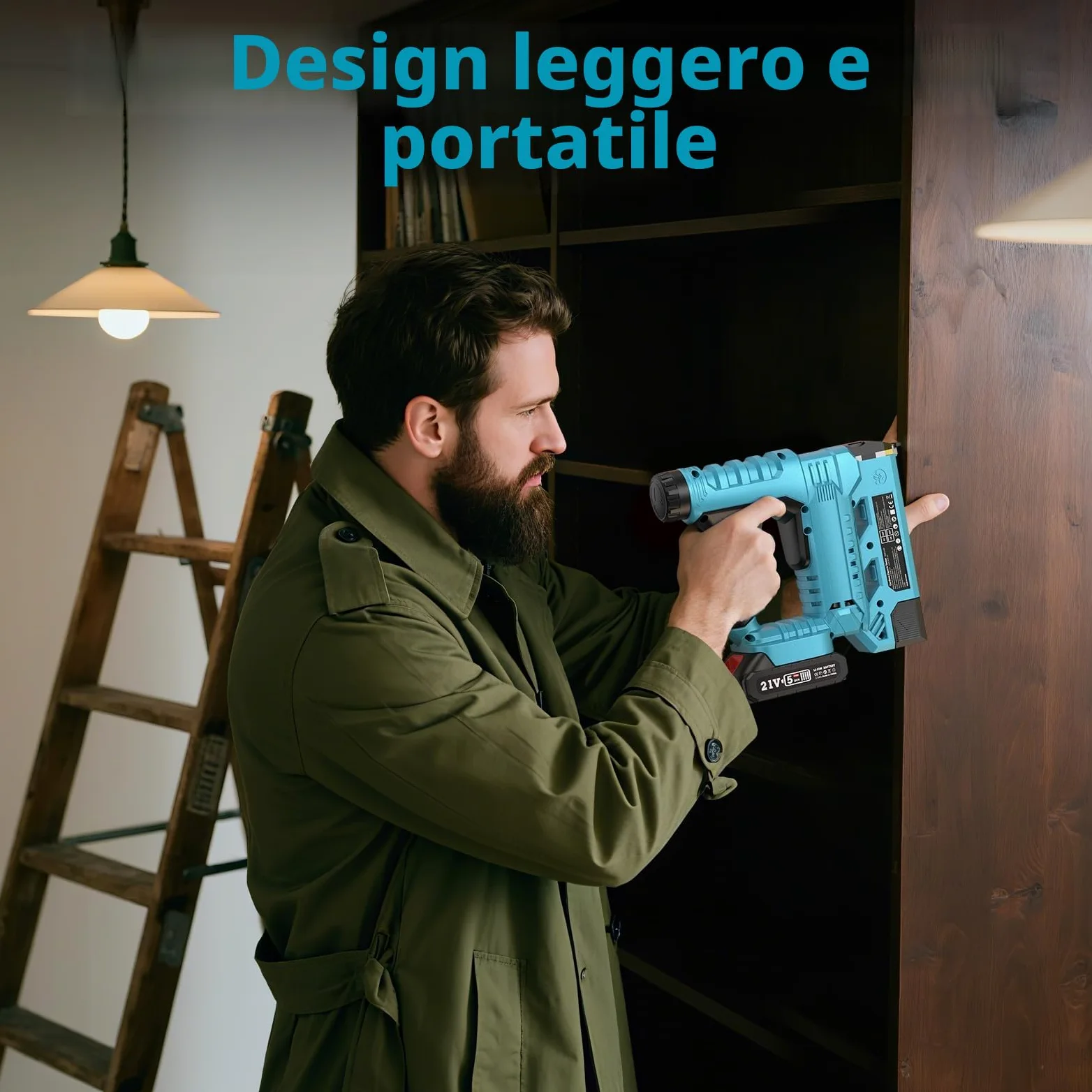 SEESII Chiodatrice Brad a Batteria, Pistola Sparachiodi Elettrica Calibro 18 con 2 Batterie da 2,0Ah e 1000 Pezzi di Chiodi e Graffette, Profondità di Inchiodatura Regolabile