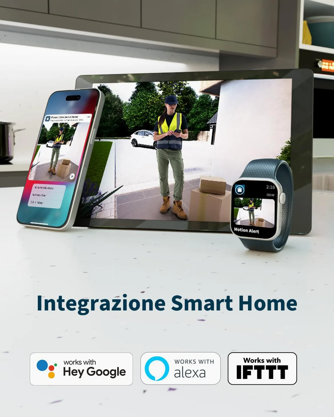 Arlo Videocitofono Wireless HD e Telecamera con Faretto 2K WiFi Bianca – Protezione Intelligente per la Casa, Visione Notturna, Rilevamento del Movimento, Audio Bidirezionale, Compatibile con Alexa