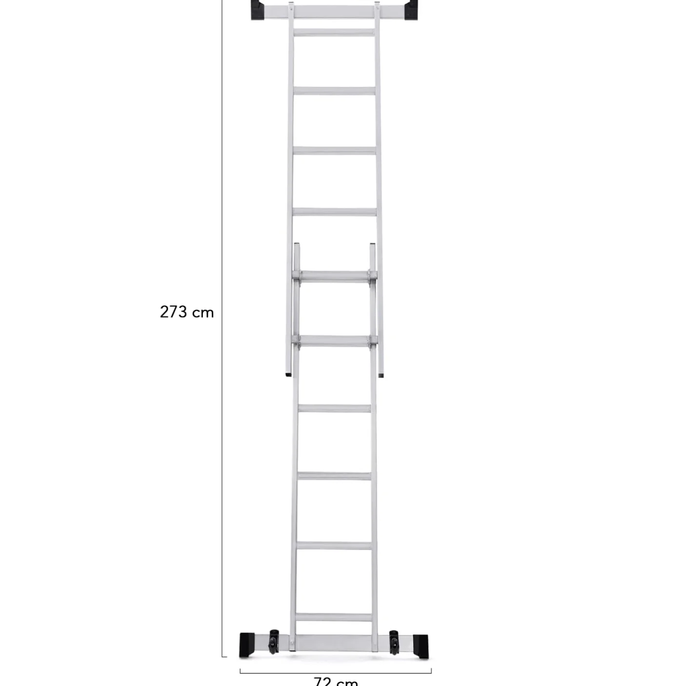 IDMarket - Ponteggio a scala multiuso in alluminio con piattaforma modulare su ruote, altezza 165 cm
