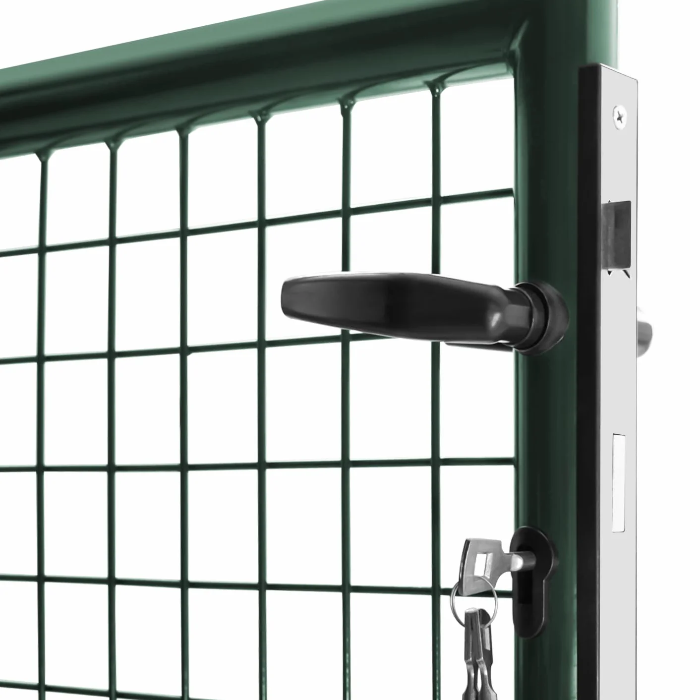 IDMarket - Cancello di recinzione in acciaio verde 315 x 150 cm con serratura e maniglia