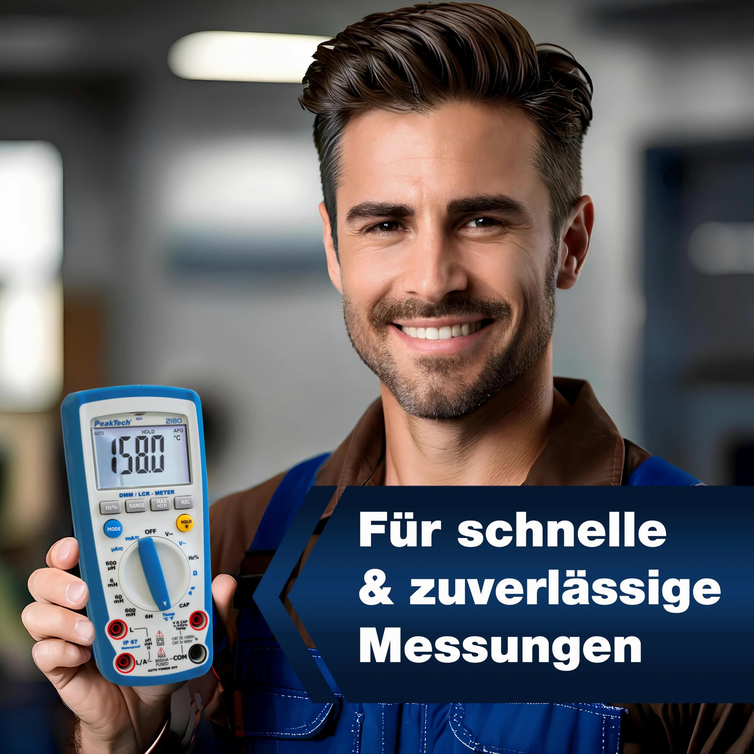 Peaktech P 2180 – Multimetro Digitale con Lcr, Resistenza, Capacità, Induttanza, 6000 Conteggi, Autorange, Amperometro, Tester di Continuità, Schermo LCD Illuminato - Cat Iii 1000 V