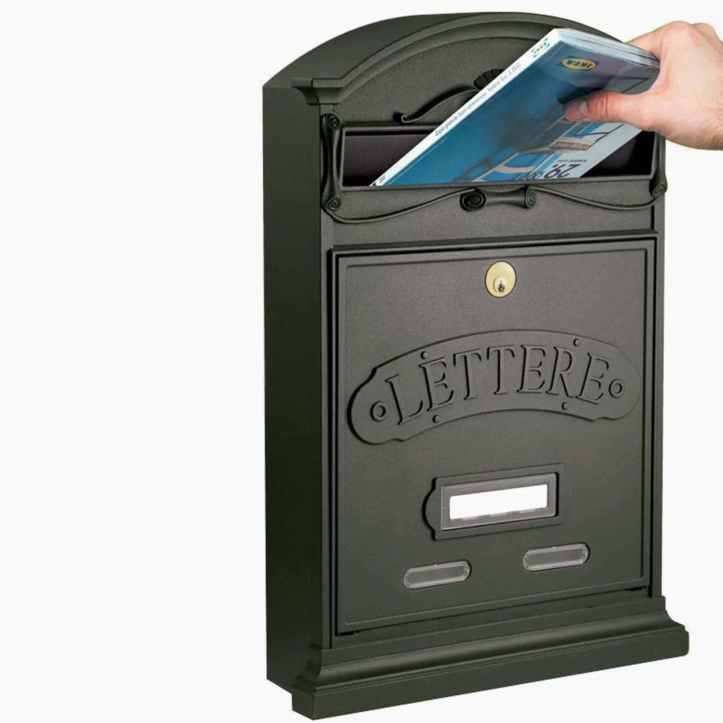 ALUBOX Cassetta Postale Da Esterno 42X27X8,5 Cm Cassetta Posta In Acciaio Zincato Resistente alle Intemperie e Durevole Nel Tempo Cassette Postali Per Esterno Serratura Antiscasso (GHISA)