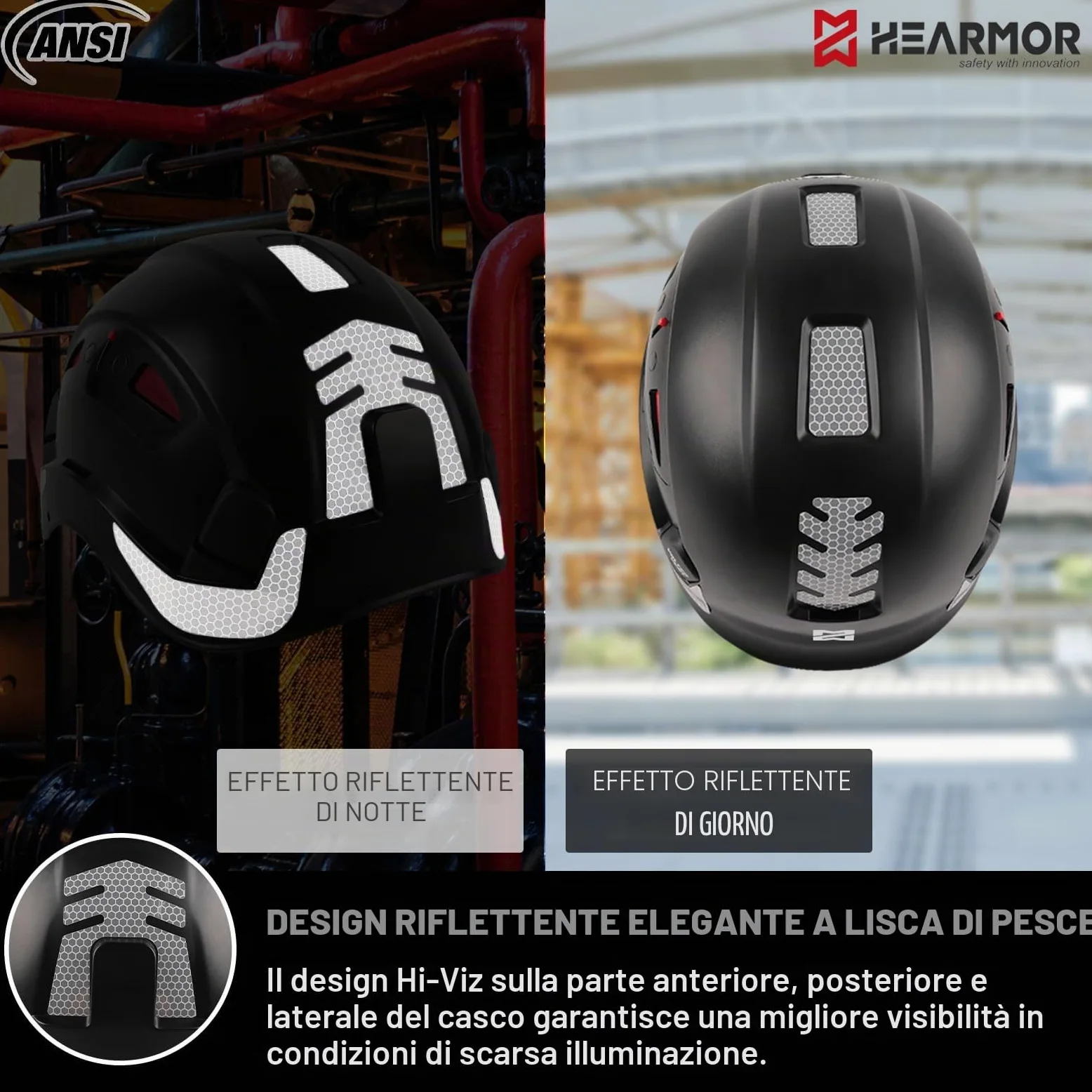 HEARMOR Casco protettivo 3 in 1 con protezione dell'udito e visiera, casco da lavoro certificato EN 397 per lavori di foresta, costruzione e arrampicata, con tasca portatile e inserto rinfrescante per