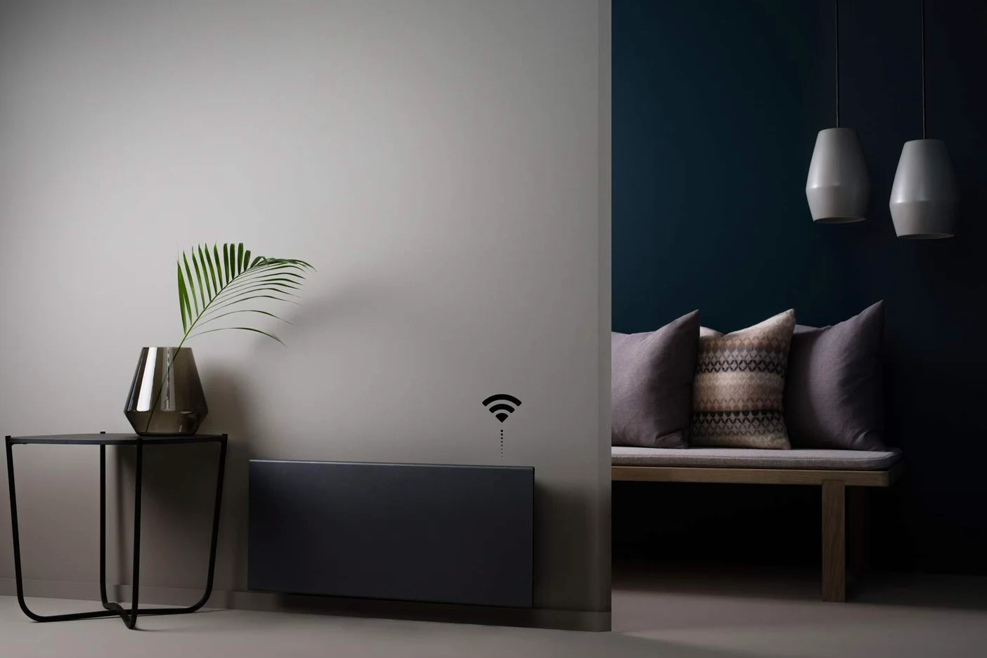 Adax Neo H - Convettore da parete Wifi con Termostato | Controllo smartphone | Termosifone Elettrico | Stufetta Elettrica Basso Consumo | Altezza 330 mm | Stufa Elettrica 1000W | KWT Nero | IP24C