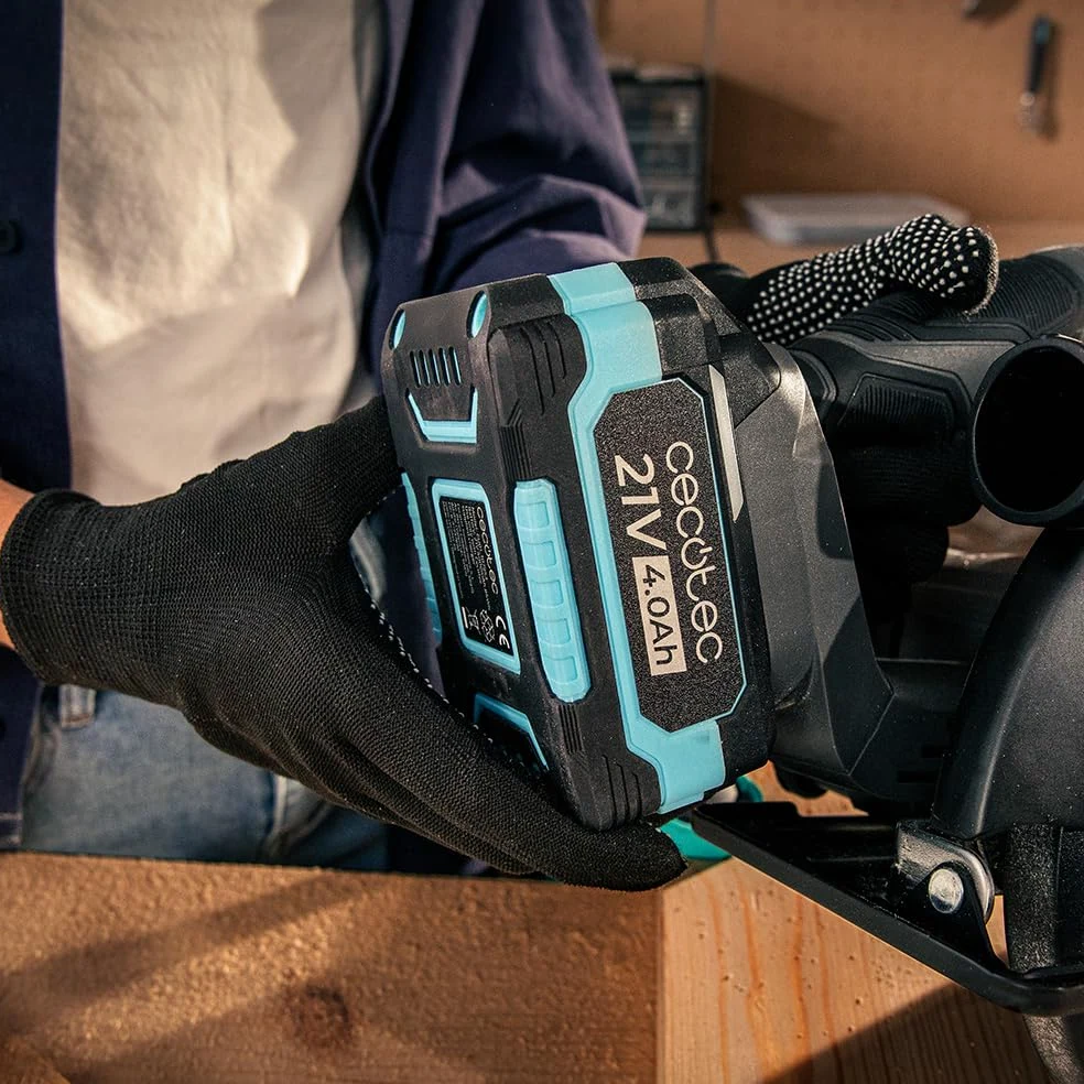 Cecotec DirectPrecission 8000 Vision, sega circolare a batteria, 21 V, disco da 165 mm, motore brushless, guida laser e guida parallela, accessorio connettore aspirapolvere