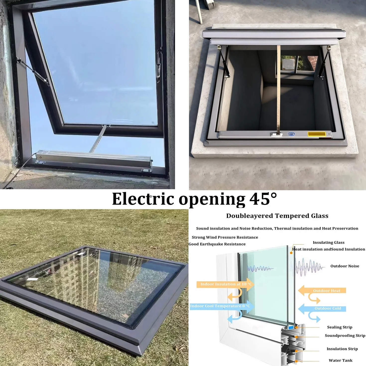 Lucernario Elettrico in Alluminio con zanzariere, Design Impermeabile per Illuminazione e Ventilazione in tetti, soffitte, scantinati