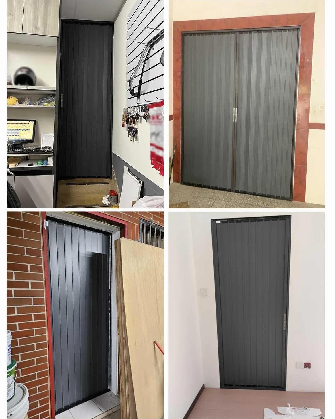 Cancello scorrevole a fisarmonica per patio esterno e porta d'ingresso, schermo retrattile con serratura e kit hardware chiave