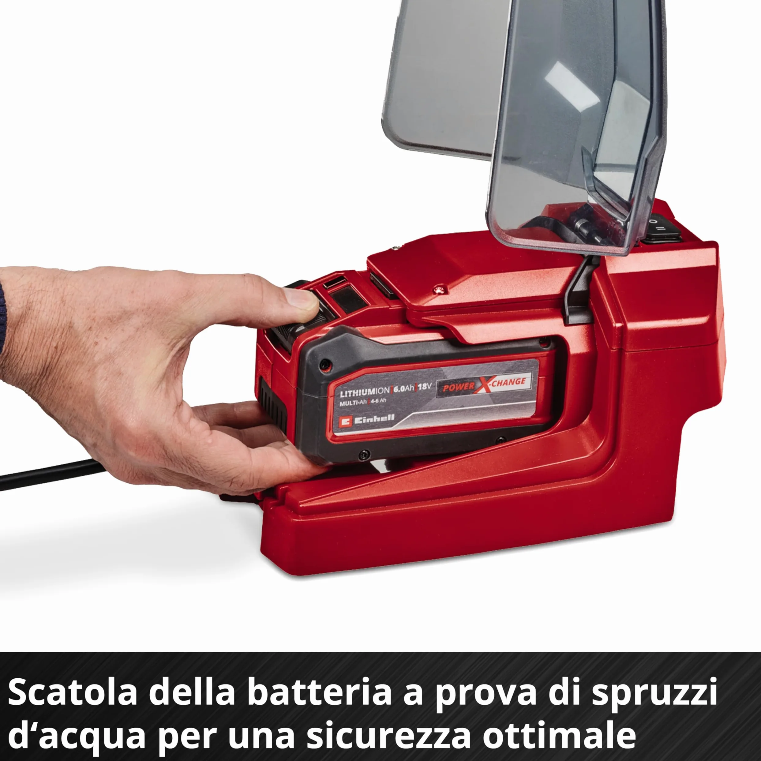 Einhell Pompa per acque cariche senza fili GE-DP 18/25 LL Li-Solo Power X-Change (18 V, portata 7000 l/h, aspirazione piatta, altezza di pompaggio 5 m, modalità ECO e BOOST, venduta senza batteria)