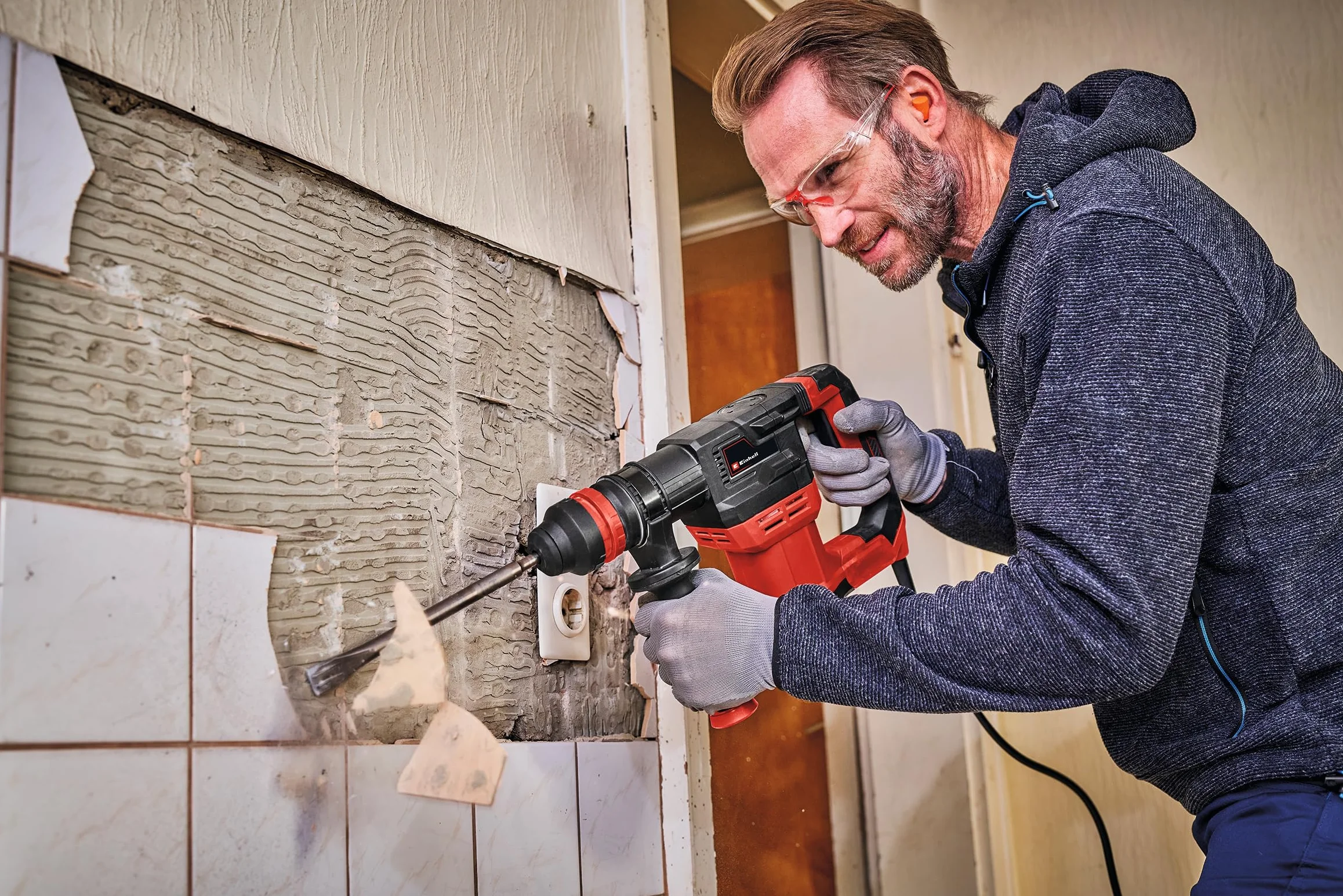 Martello demolitore TE-DH 5 di Einhell (5 J, mandrino portautensile con attacco SDS Plus, impugnatura antivibrante, impugnatura supplementare flessibile, E-Box inclusa)