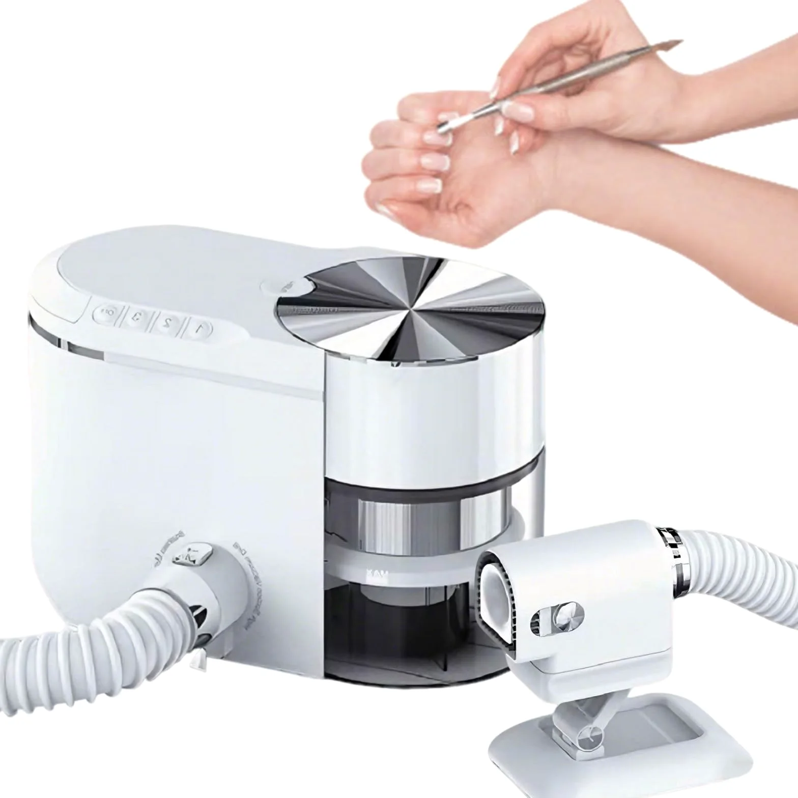 Estrattore di Polvere per Unghie & Aspiratore Incorporato, Design Compatto con Controllo a 4 Pulsanti, Aspirazione Potente per un'Area di Lavoro per Manicure Anti-Polvere