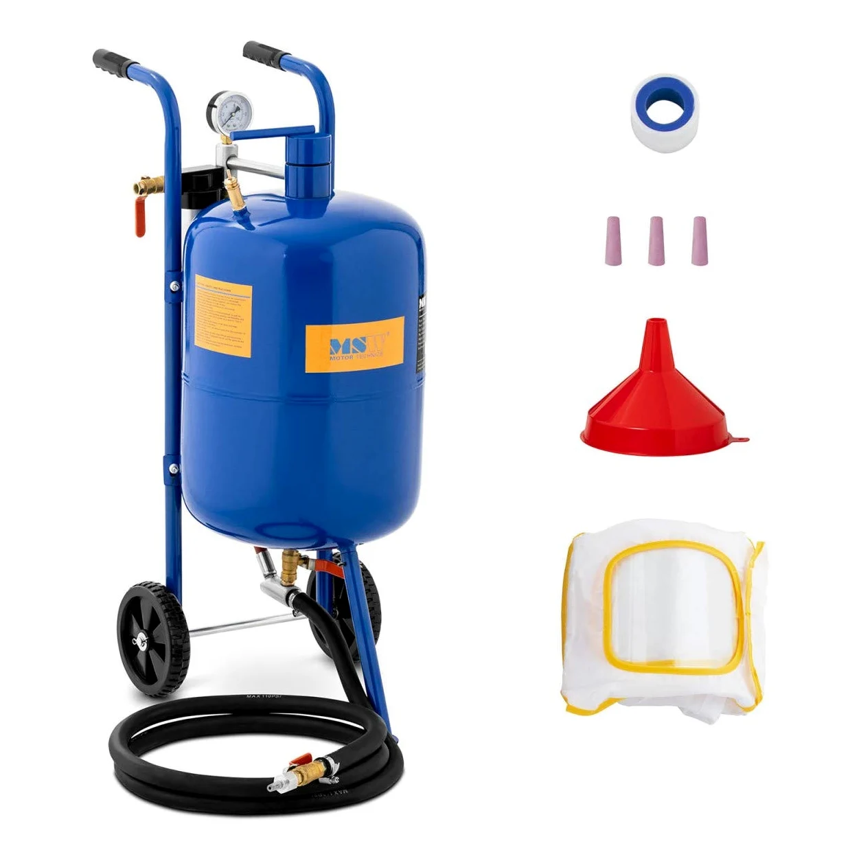 MSW Sabbiatrice Portatile Professionale Mobile MSW-MS40A (40 l, 7,6 bar, Acciaio, Ruote in Gomma)