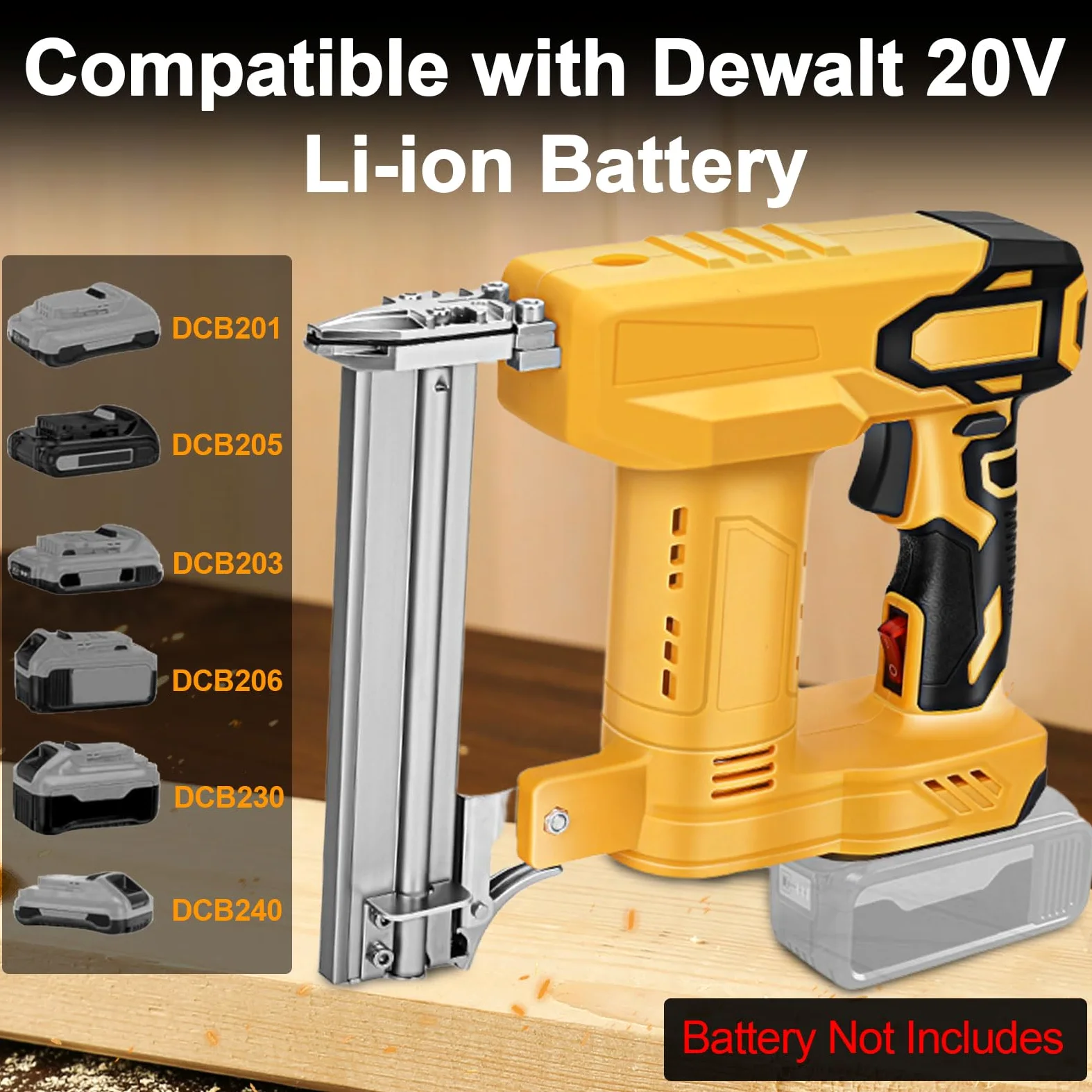 Pistola per unghie senza fili 2 in 1 per batteria DeWalt, chiodatrice elettrica da 18 GA con 1000 graffette per unghie, 2 modalità, 80 colpi/min, per falegnameria, tappezzeria