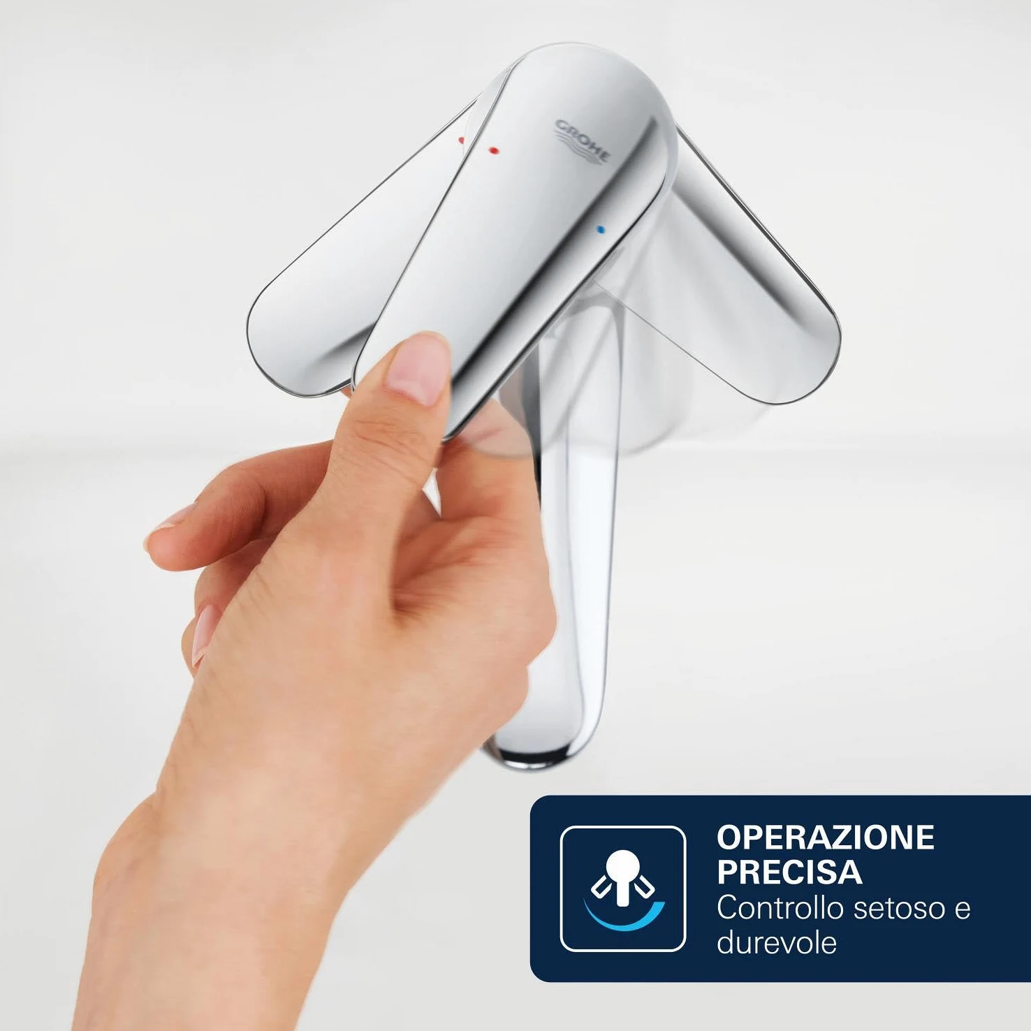 GROHE Dice Rubinetto miscelatore a corpo liscio per lavabo da appoggio (XL-Size 270 mm, cartuccia ceramica 28 mm, risparmio idrico, facile da installare), cromo, 1018920000
