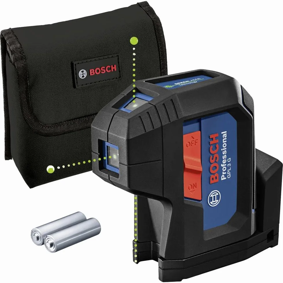 Bosch Professional Livella laser a 3 punti GPL 3 G (laser verde, raggio d'azione: fino a 30 m, sacchetto)