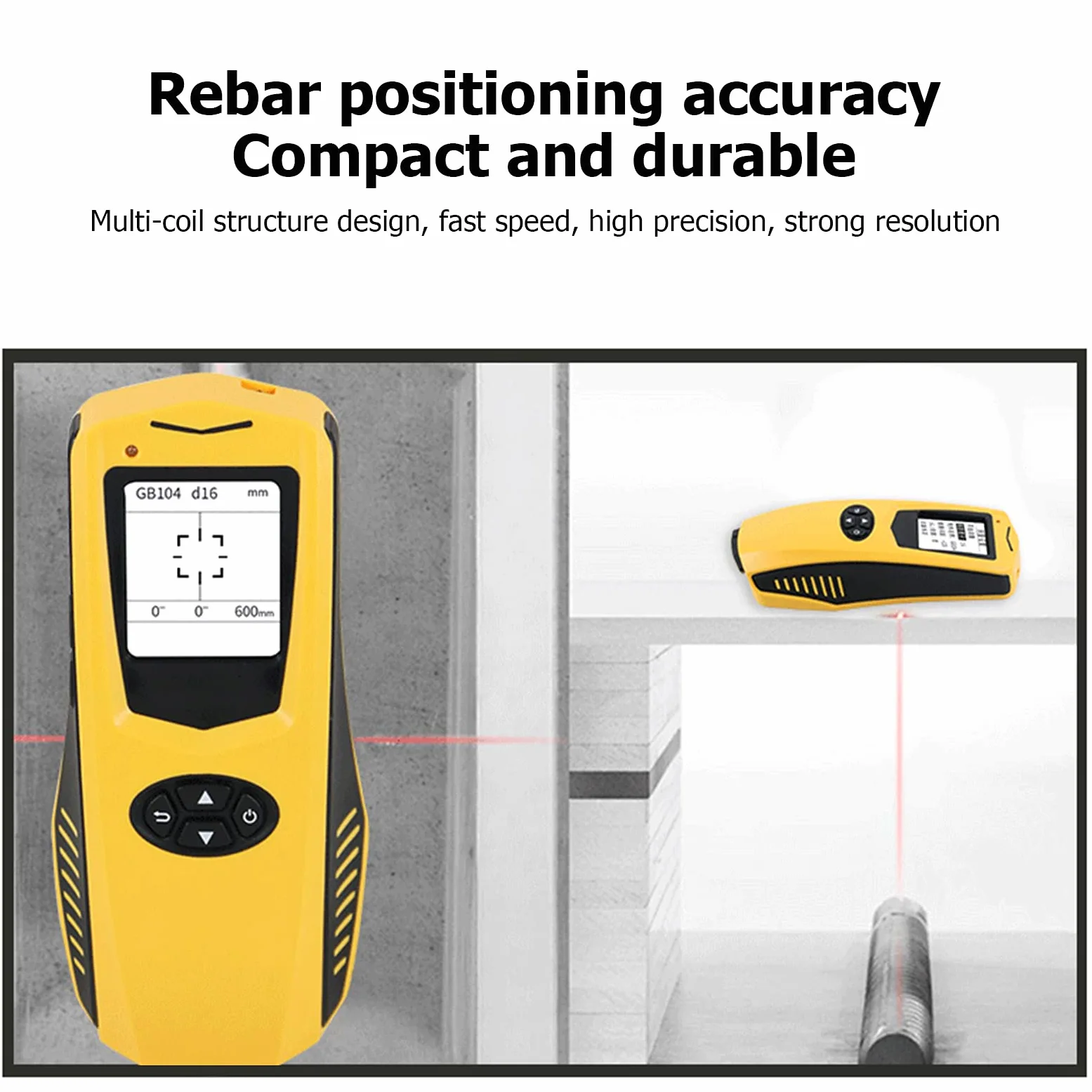 DEWIN Scanner per Armature, Scanner da Parete ZL610 Strumento di Misura per rilevatore di Armature con rilevatore di Armature per localizzatore di calcestruzzo