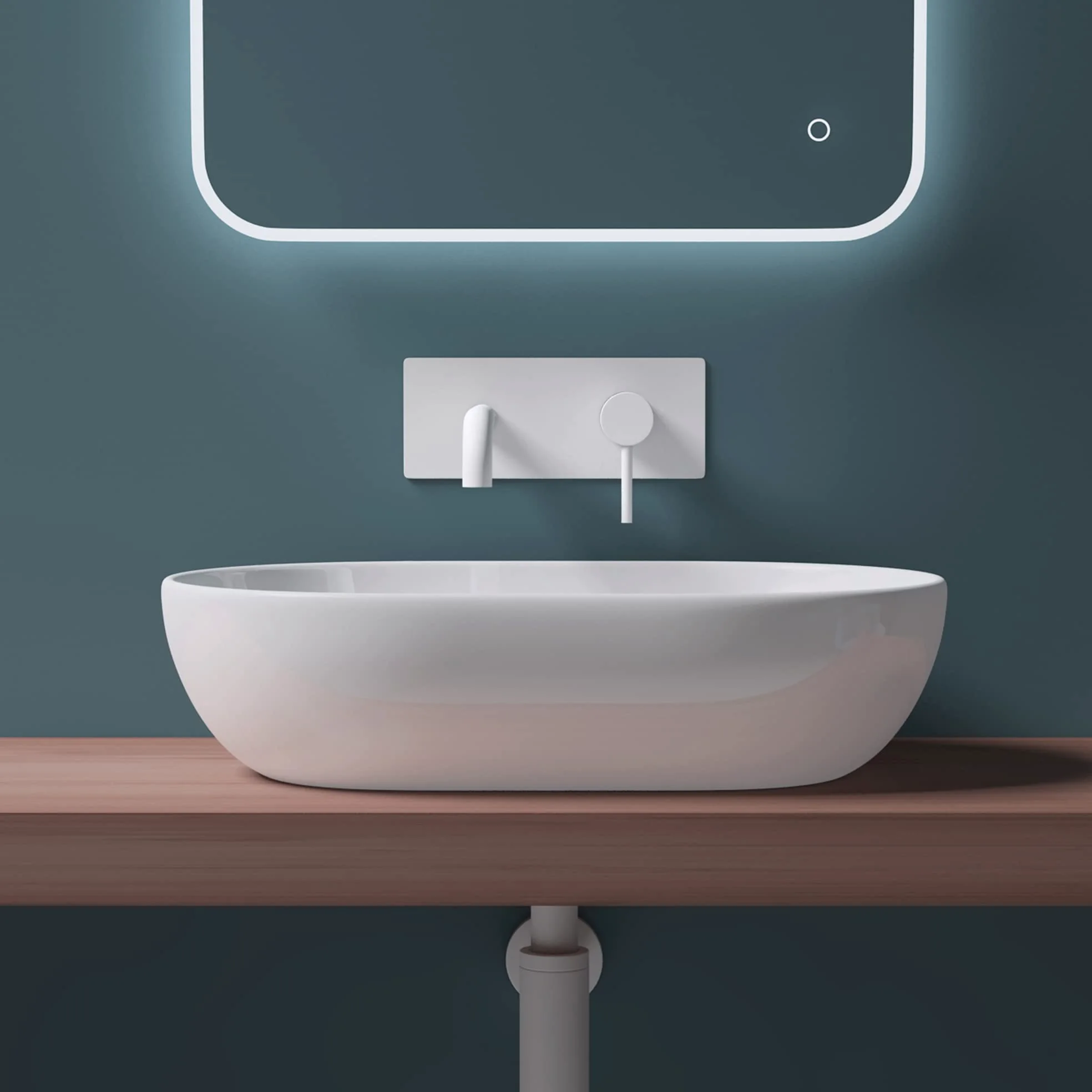 Mai & Mai Lavabo da Appoggio 60X40X15cm, Lavandino Bagno Ovale Brüssel322 Lavabo in Ceramica Nano Rivestimenti inclusi
