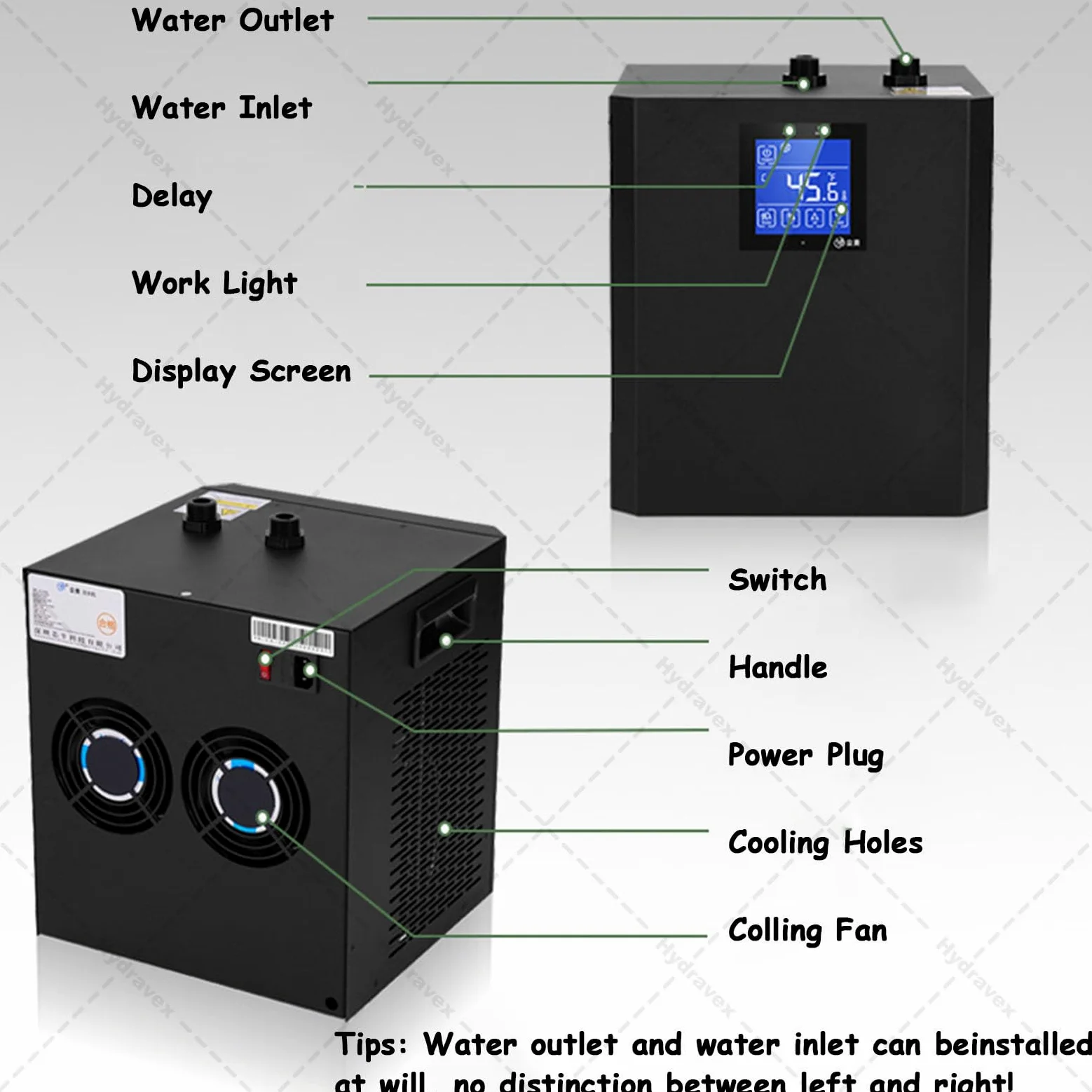 Refrigeratore d'acqua per vasche da bagno di ghiaccio, refrigeratore d'acqua per vasche da bagno di ghiaccio con telecomando e pompa dell'acqua con filtro esterno, per vasche da bagno DoubleWaterPump