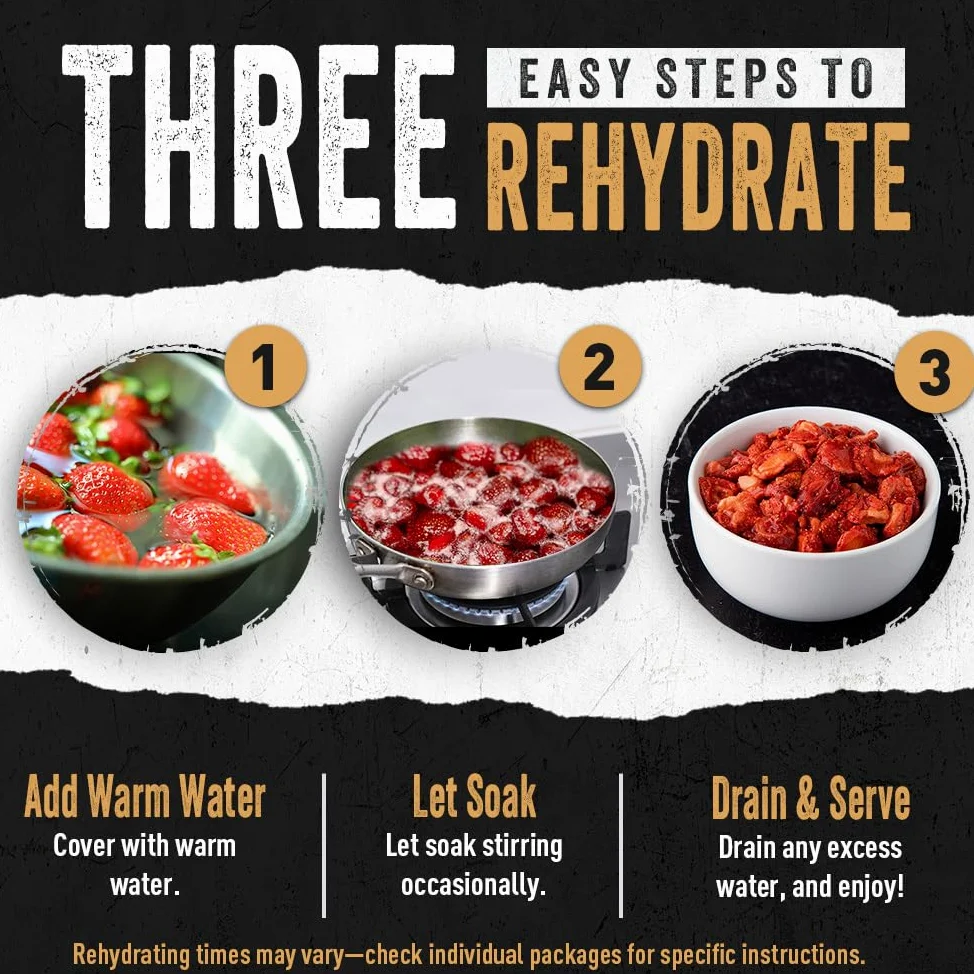 Ready Hour, Miscela di frutta e verdura, Cibo liofilizzato non deperibile, Durata di conservazione di 30 anni, Fornitura alimentare portatile di emergenza e avventura, Contenitore resistente alle