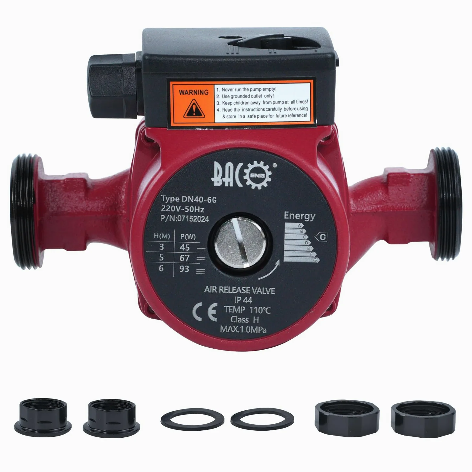 BACOENG Pompa di Circolatore Riscaldamento RS 25/6-180 Pompa di Ricircolo Acqua Calda Sanitaria 220V/50 Hz