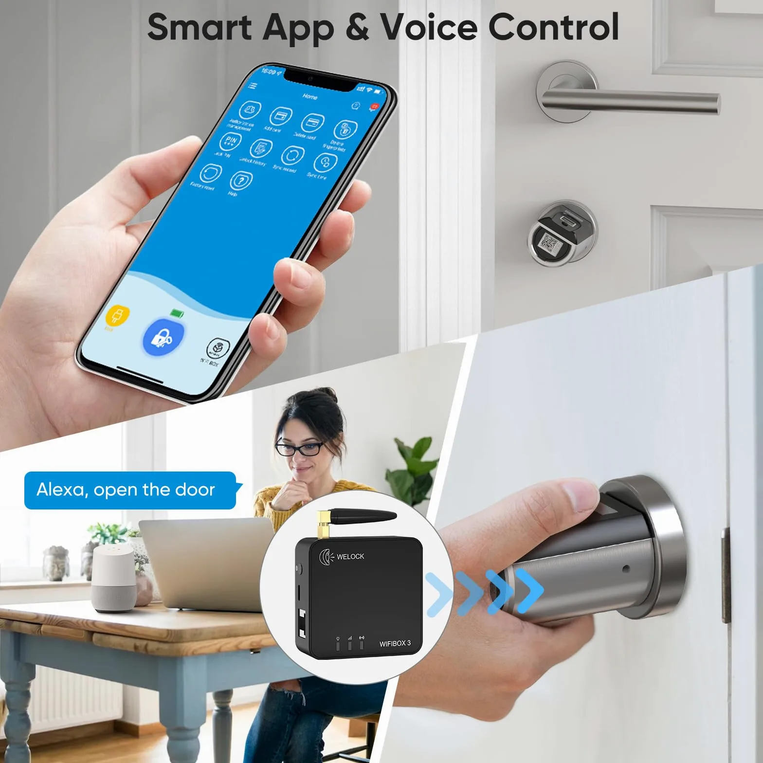 WELOCK Smart Gateway Wi-Fibox3 Sblocco a distanza semplice,compatibile con Alexa e utilizzo intuitivo