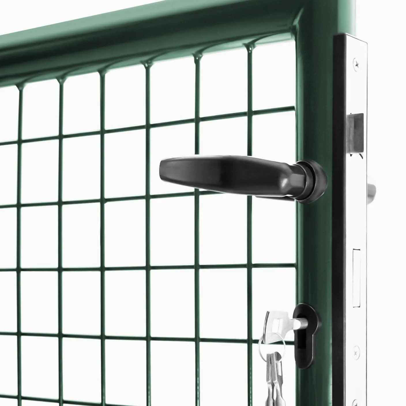 IDMarket - Cancello da giardino in acciaio verde 105 x 125 cm con serratura e maniglia