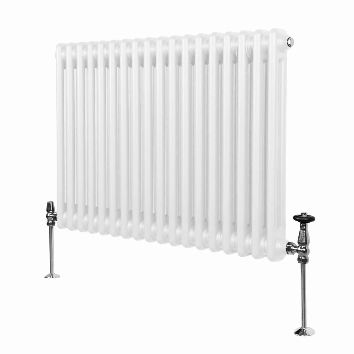 Radiatore Termosifone a 2 Colonne 600 x 832mm Moderno Centralizzato Bianco in Acciaio Inox Orizzontale a Parete Cucina Soggiorno Bagno Kit di Fissaggio e Spazzola Inclusi