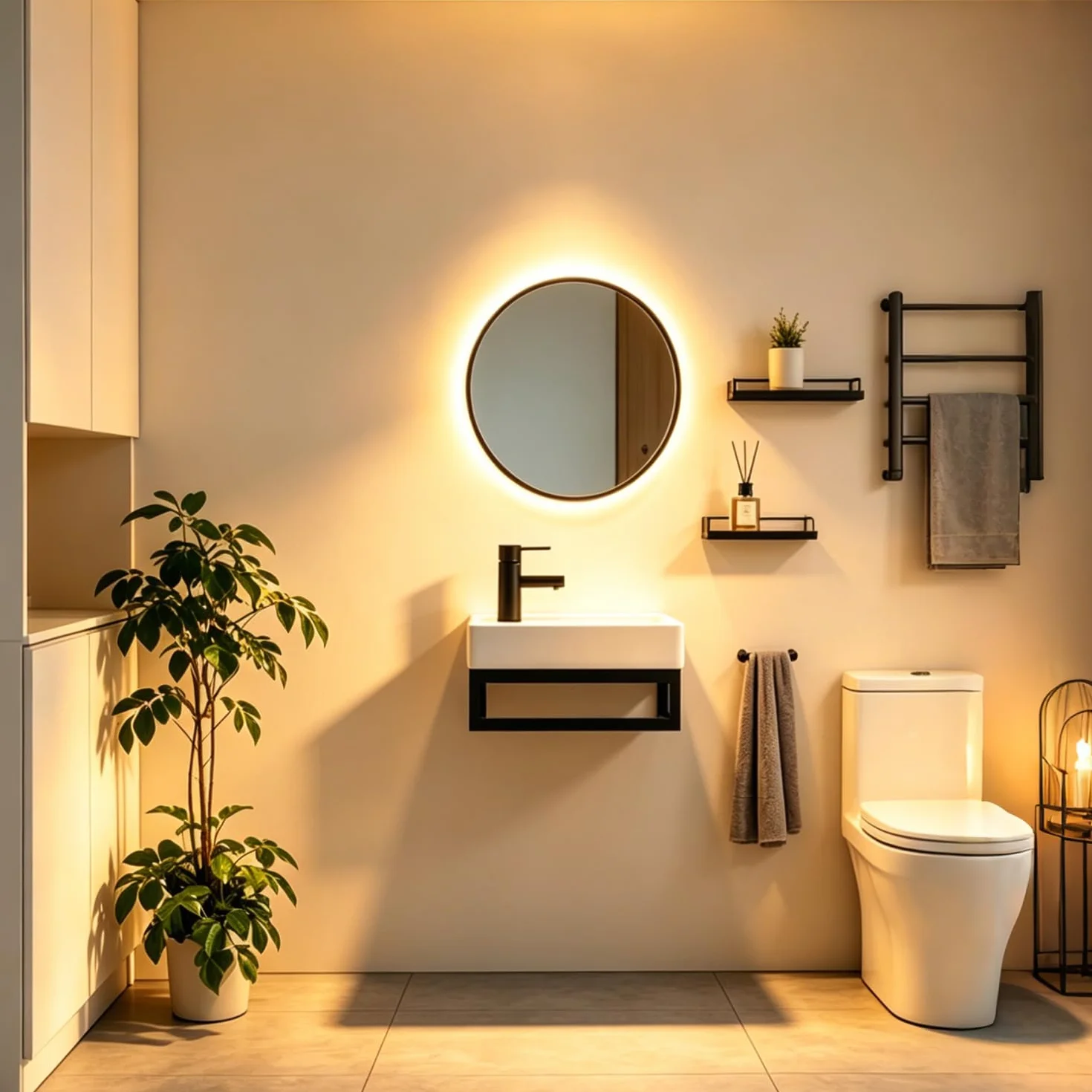NUESTRA VIDA Lavabo WC Sospeso, 40x22 cm, per Bagno Ospiti e Piccoli Spazi. Struttura in Metallo Nero Opaco con Troppopieno, Design Salvaspazio per Appartamento