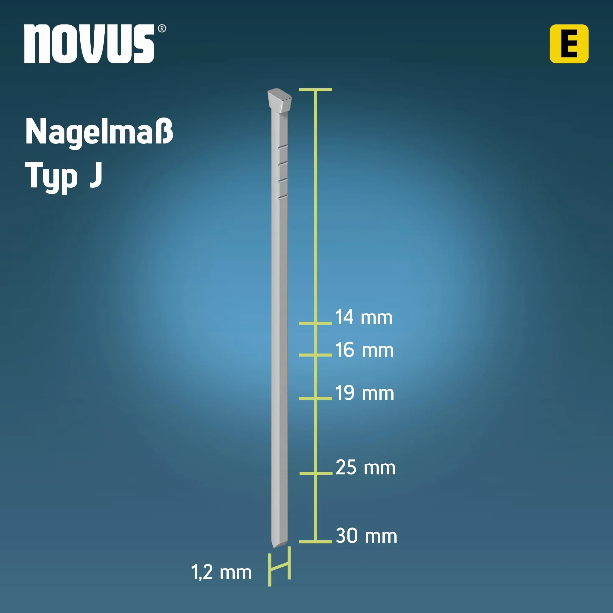Novus Tools 044-0090 E Chiodo tipo J, grigio, 19 mm