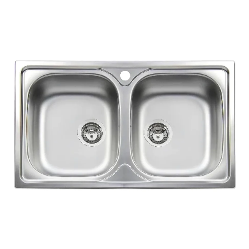 Lavello da incasso acciaio Inox 2 vasche 86cm