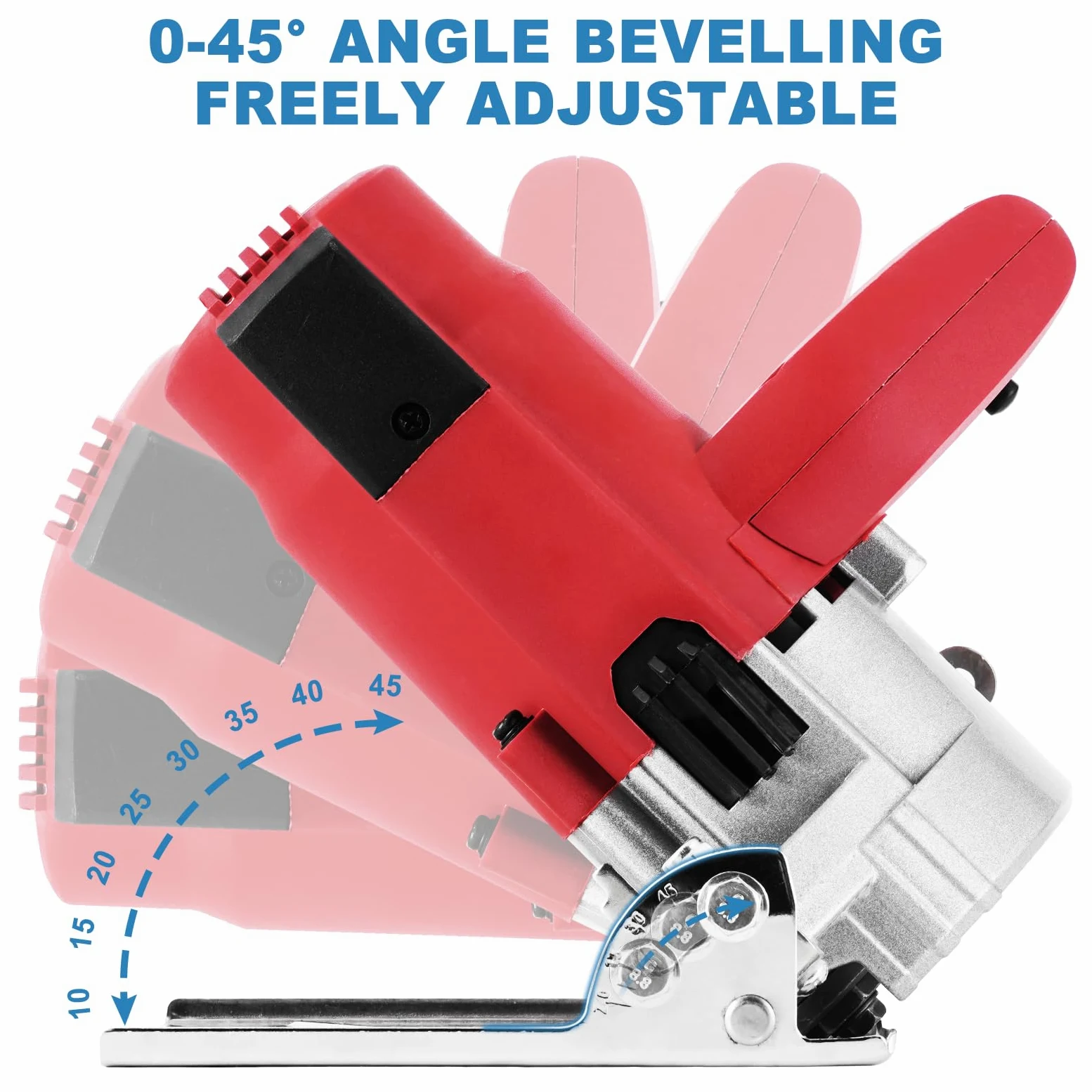 MXBAOHENG Tagliapiastrelle Elettrico angolo di taglio 0-45° Tagliapiastrelle Elettrica 2800W Macchina per Taglio di Pietra Asciutta con 3 Lame Profondità di taglio 0-30mm per Piastrelle(110mm)