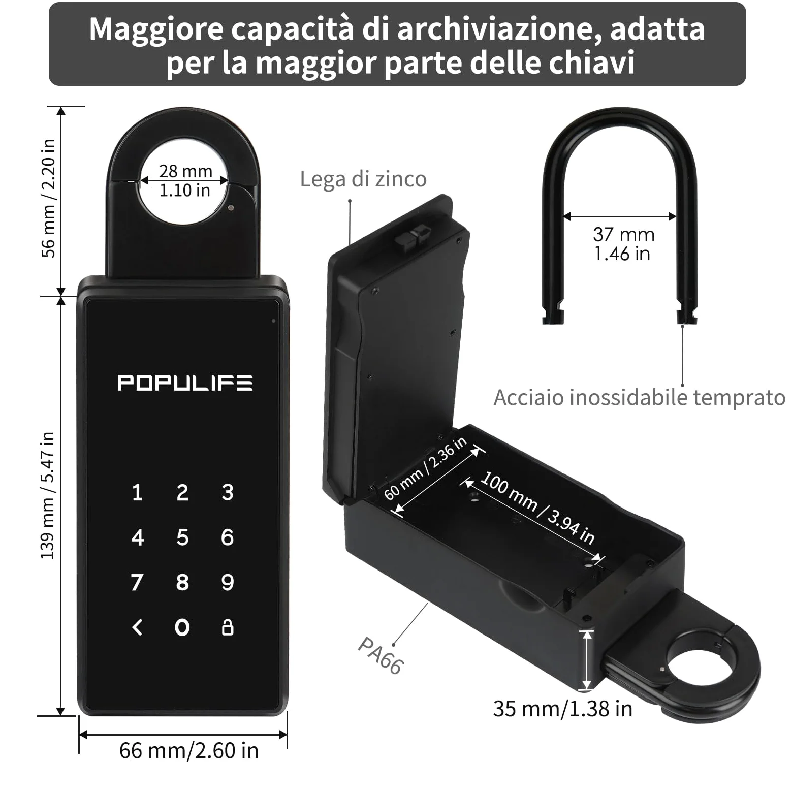 Populife Cassetta Chiavi WiFi con Gateway, Smart Cassetta Chiavi con Codice, Cassa di Sicurezza per Esterni con Controllo Remoto Wireless, Montabile a Parete e su Maniglia Key Box, Impermeabile IP66