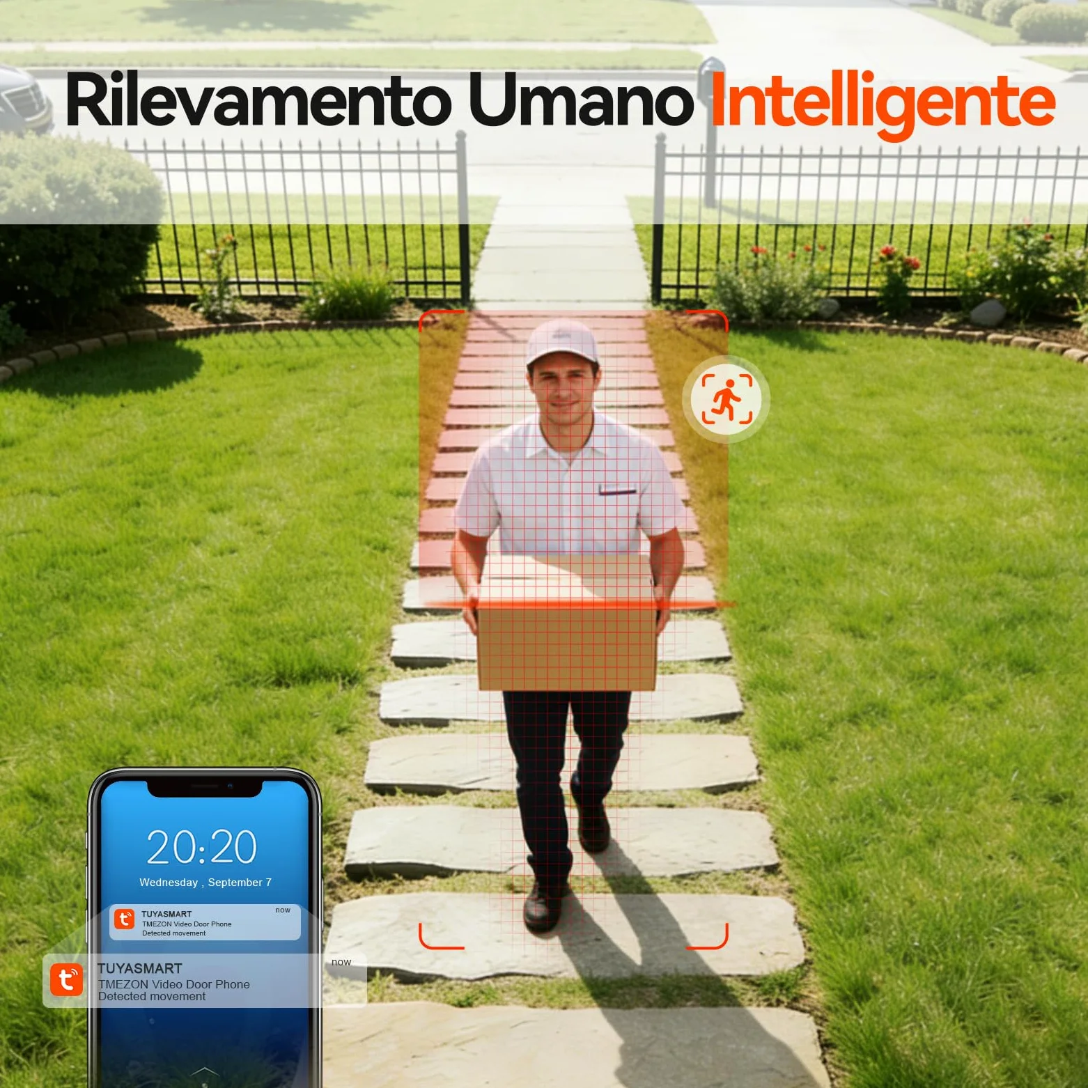 TMEZON Videocitofono Bifamiliare Y73,Videocitofono Smart Wifi 2 Fili con due monitor a Colori TFT LCD da 7'' e Campanello Esterno con Telecamera 1080P, Sblocco APP/RFID,Rilevamento Movimento Umano