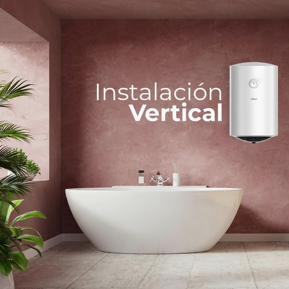 Nilson Termo Eléctrico Vertical 30 Litros NT3000. Instalación Vertical, 1500W, Incluye Kit de Montaje, Resistencia de Acero inoxidable, Blanco, Eficiencia Energética Clase C