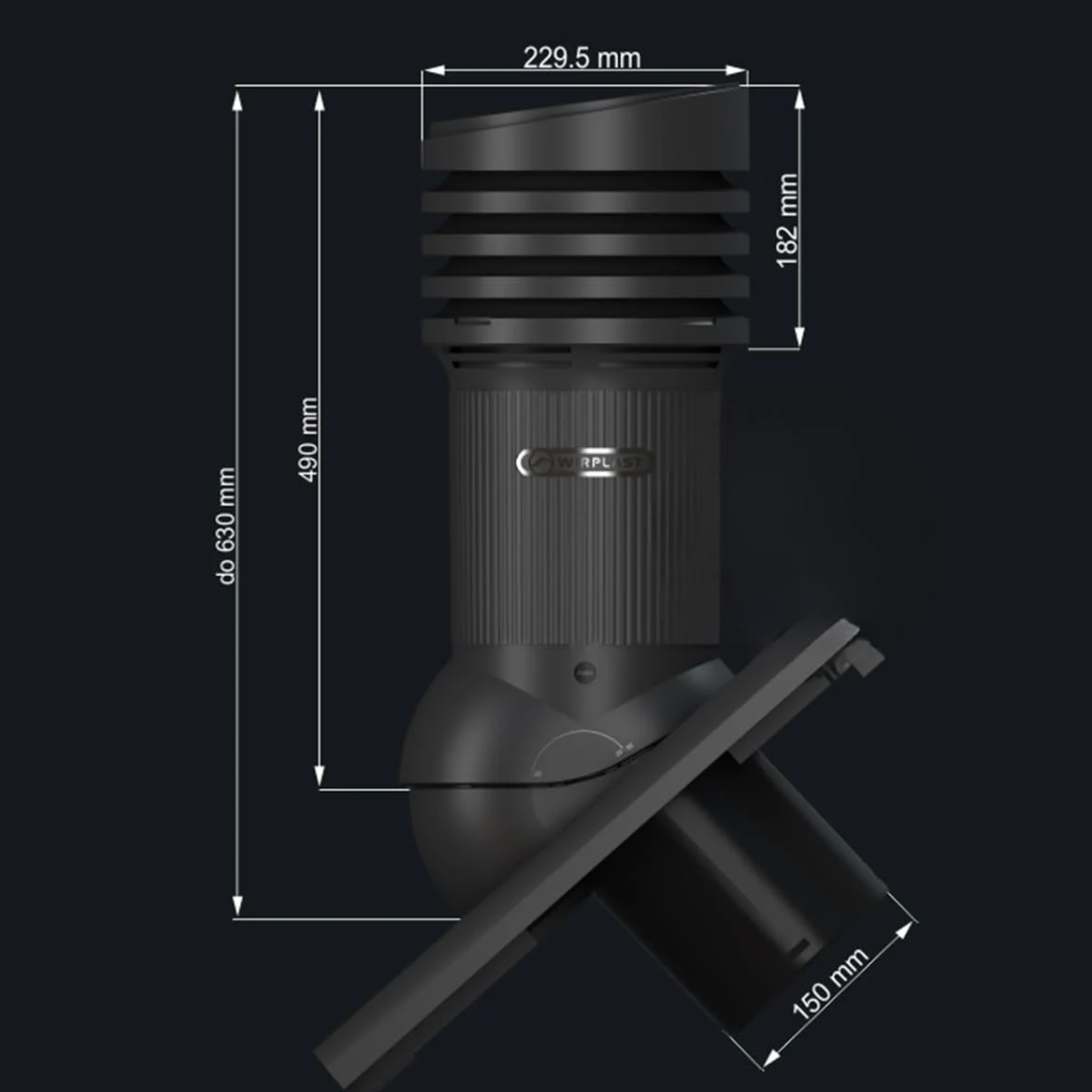 Tile EVO Ventilation Chimney DN150 mm with Braas – Frankfurter Roof, Tegole Ventola per tetto, Roof Ducting, Benders – Meclemburger, Protetto – Doppio romano, Camino di sfiato