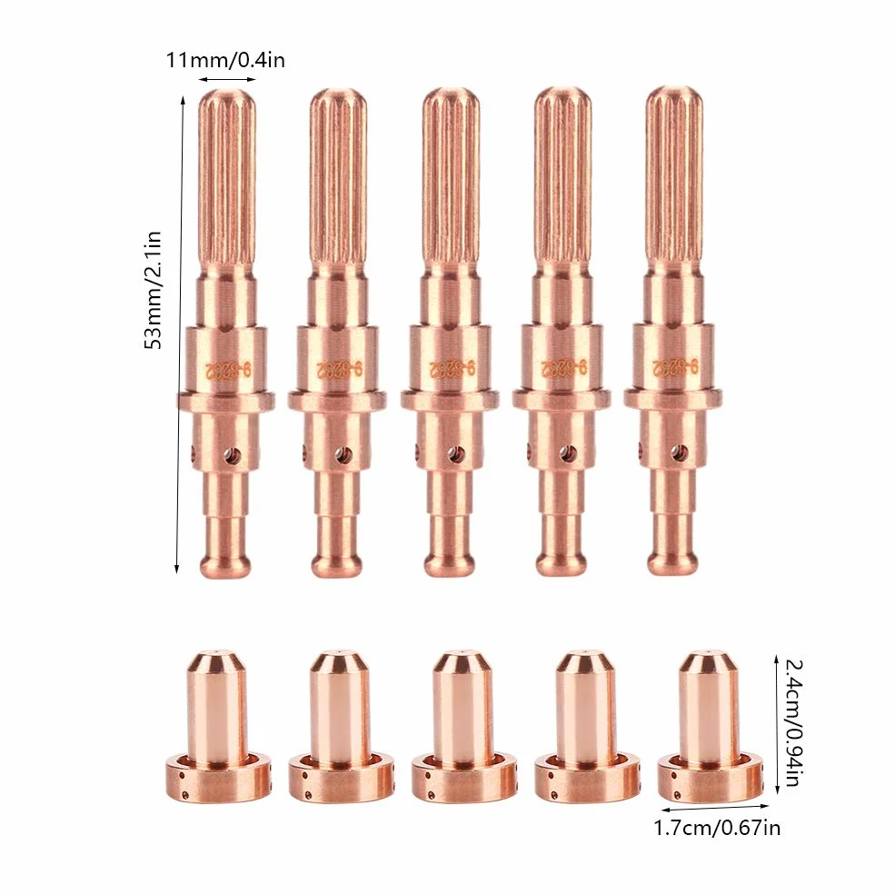Ugelli ed Elettrodi per Torcia al Plasma, 5 Pezzi di Ugelli 9-8210 e 5 Pezzi di Elettrodi 9-8215, Compatibile con Thermal Dynamics SL60/100, Ricambi Consumabili per Taglio Plasma