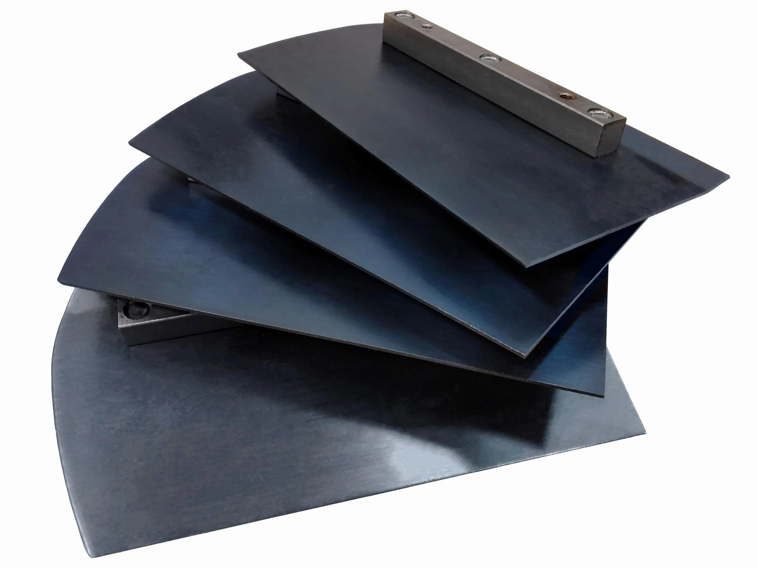Set di Pale per Lisciatrice Elicottero da Ø600 mm | 4 Pezzi | 22x12 cm | Filettatura M6 | Spessore 1,8 mm | Distanza tra viti 10 cm | in Acciaio Blu | Pezzo di Ricambio