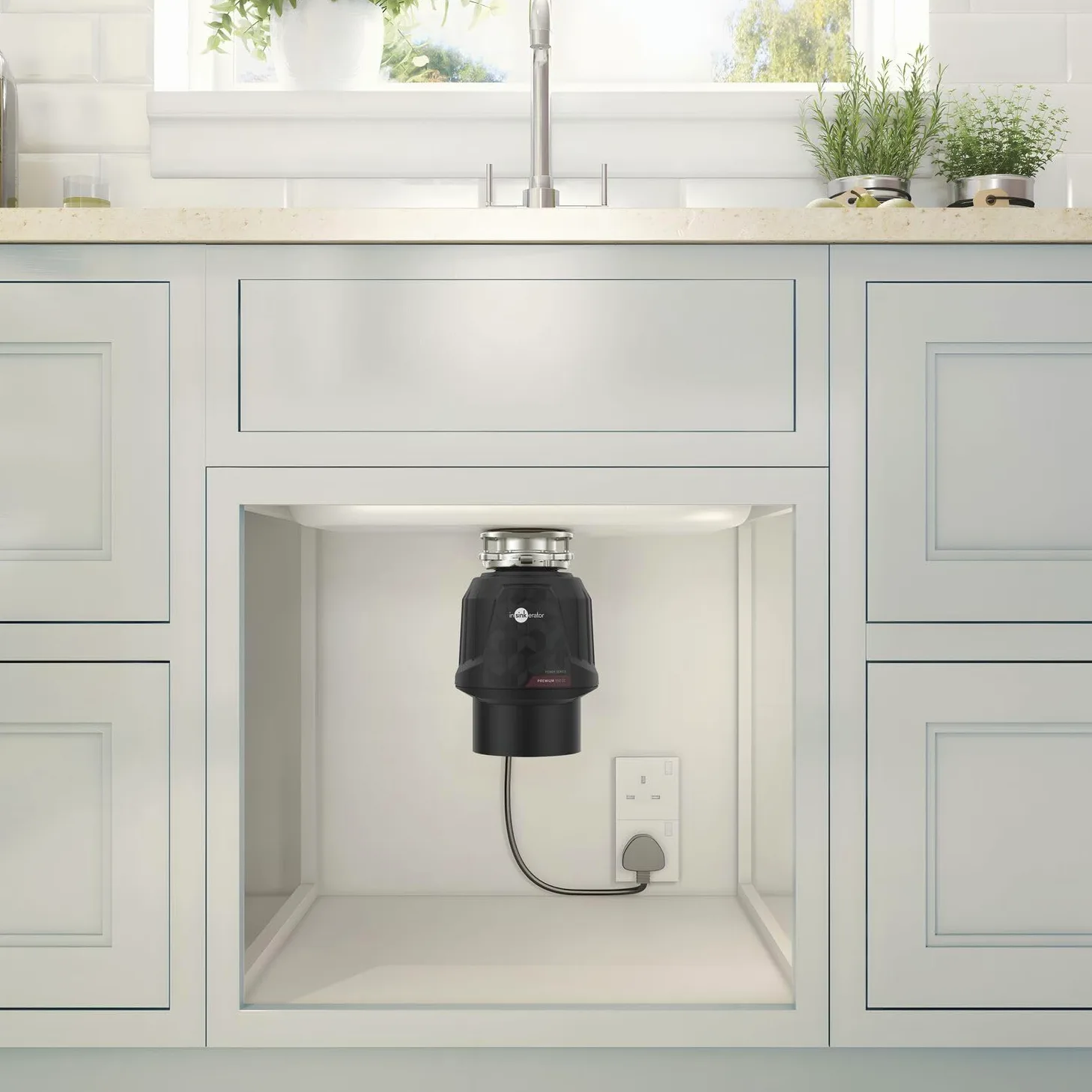 Insinkerator Premium 550 EC - Tritatutto per rifiuti da cucina con motore a induzione da 0,5 CV e interruttore dell'aria