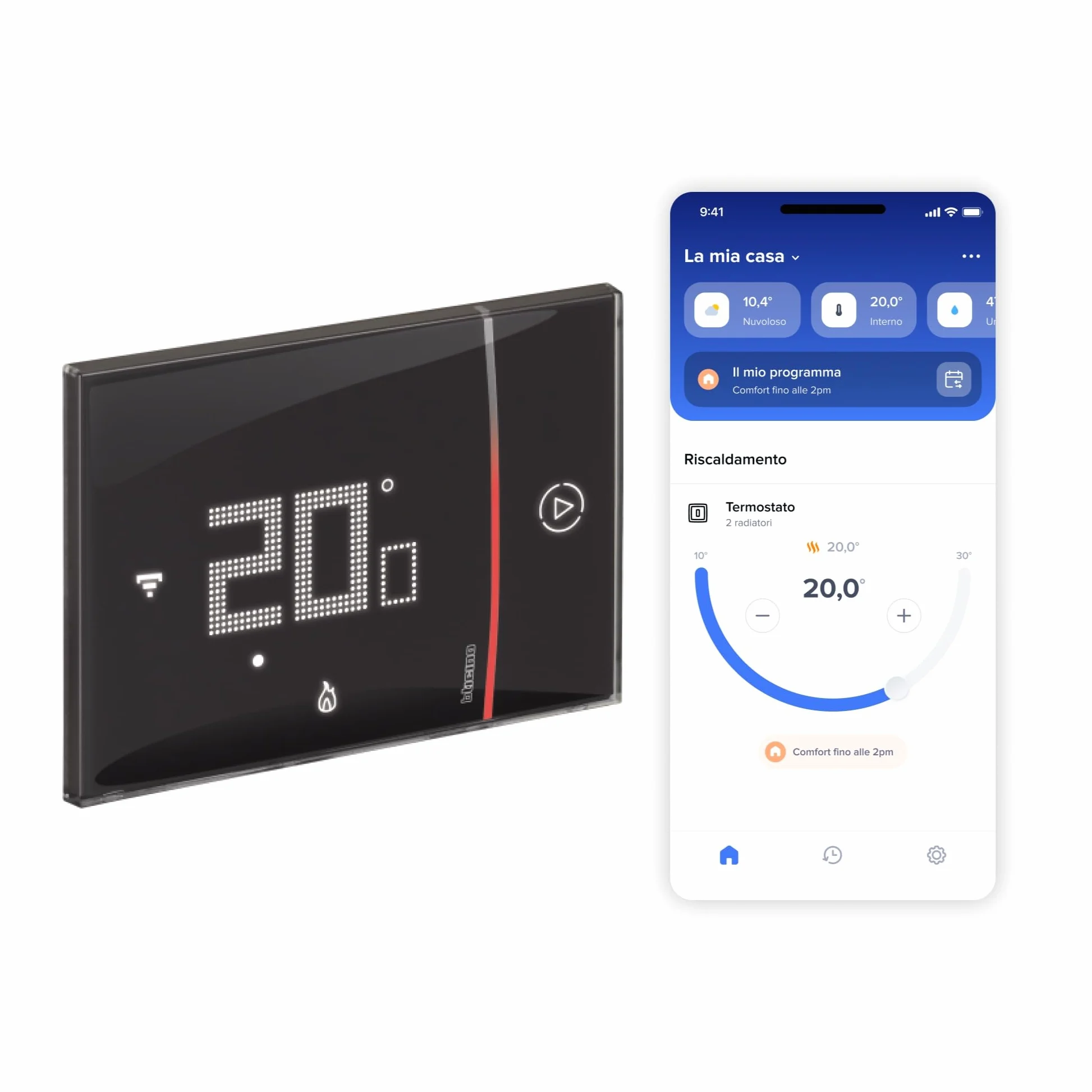 BTICINO SXG8002 Termostato WiFi Smarther2 with Netatmo, Termostato Caldaia da Incasso, Controllo anche da Remoto con App, Alexa, Google Assistant, Apple HomeKit, Programmabile, Risparmio Energetico