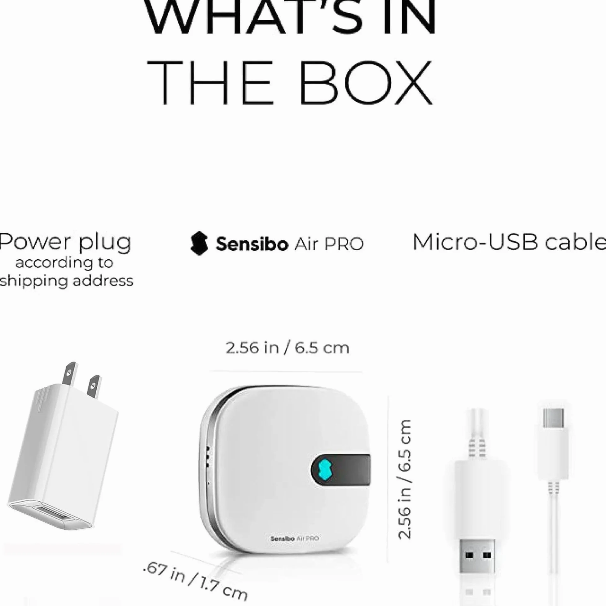 Sensibo Air PRO -qualità dell’aria e telecomando smart per condizionatori mini split, da finestra o portatile. Sensori di temperature e umidità. Compatibile con Google App, Apple HomeKit, Alexa e Siri